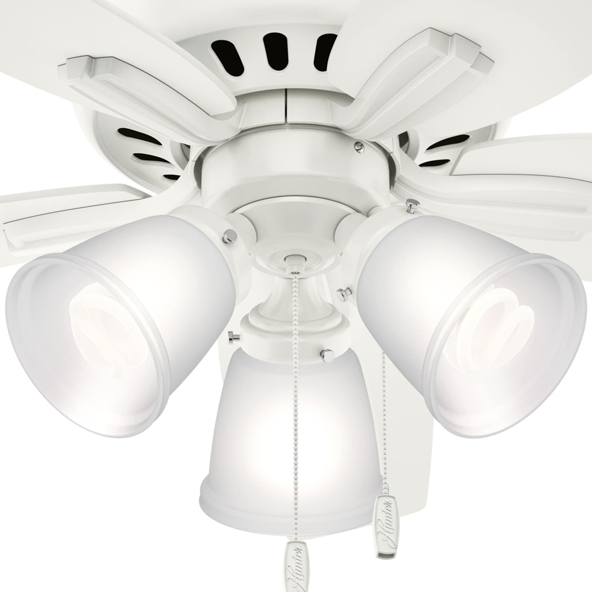 Hunter Fan Newsome 42" 5 - Blade Traditional Indoor Flush Mount Ceiling Fan with Lights and Pull Chains