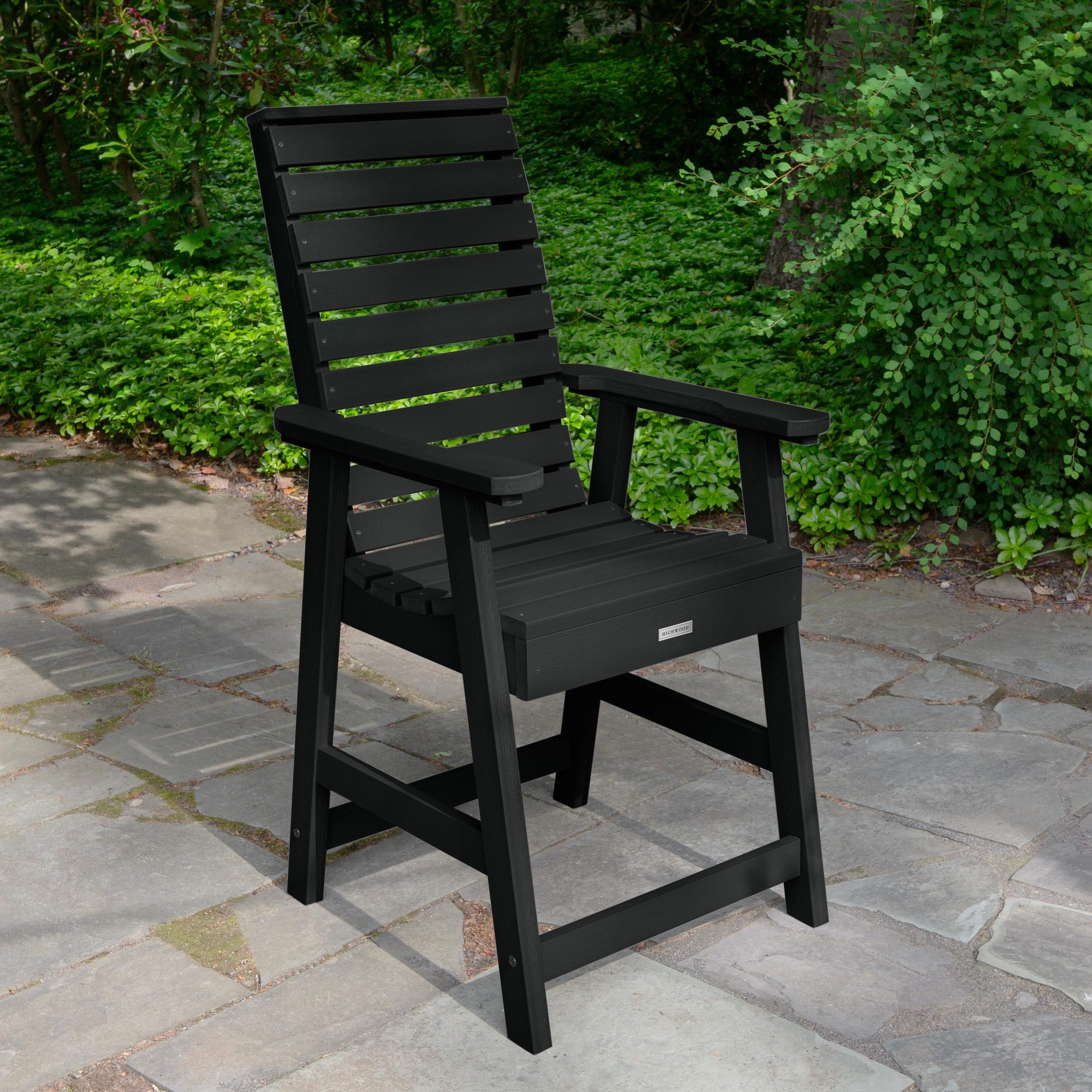 highwood Weatherly 7 -Piece Black Counter height Plastic Rectangle Table with 6 Stationary Chairs