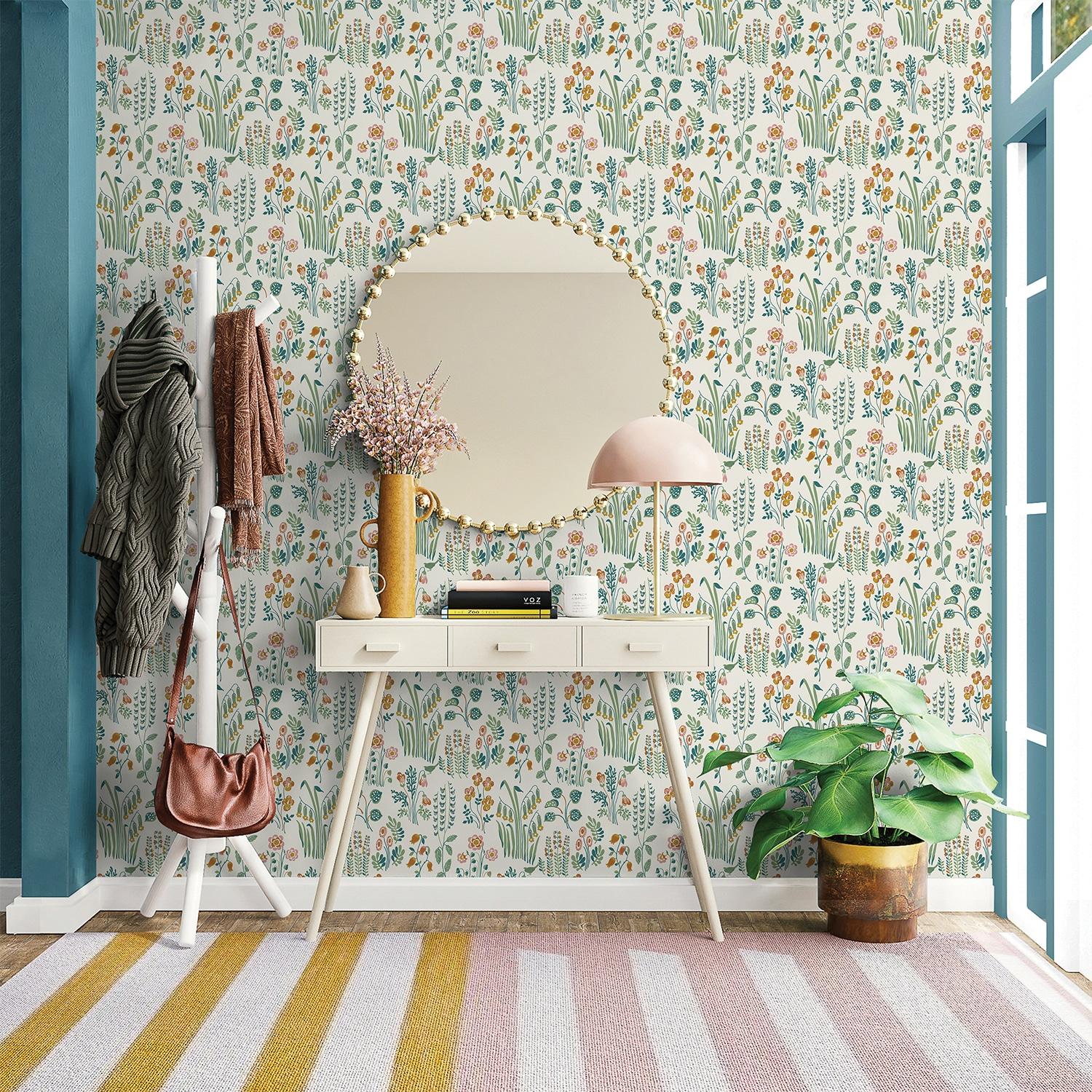 Multicolor Floral Self-Adhesive Removable Peel and Stick Wallpaper