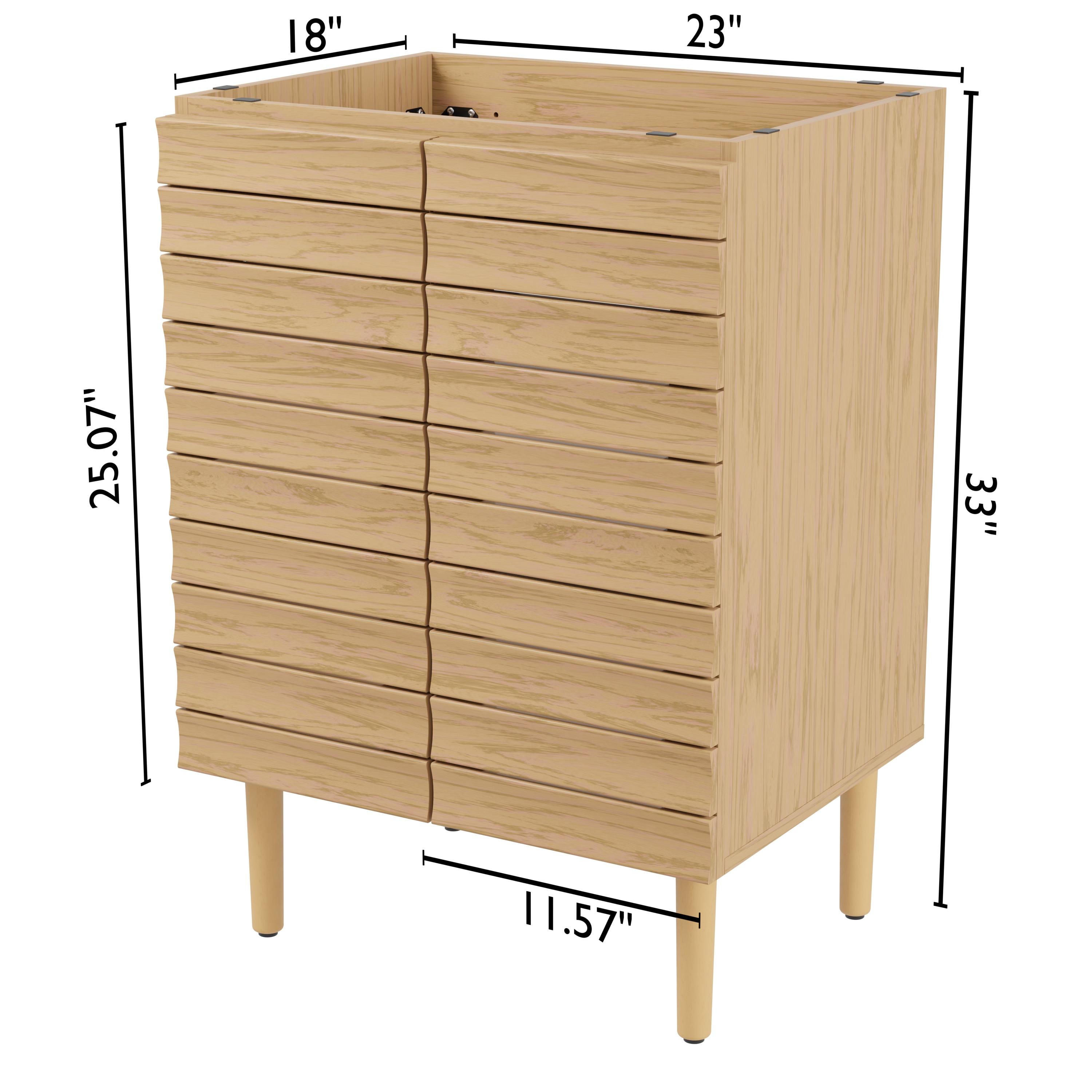 Aubert 24" Slat Modern Farmhouse 2-Shelf Bath Vanity Cabinet Only (Sink Basin not Included)