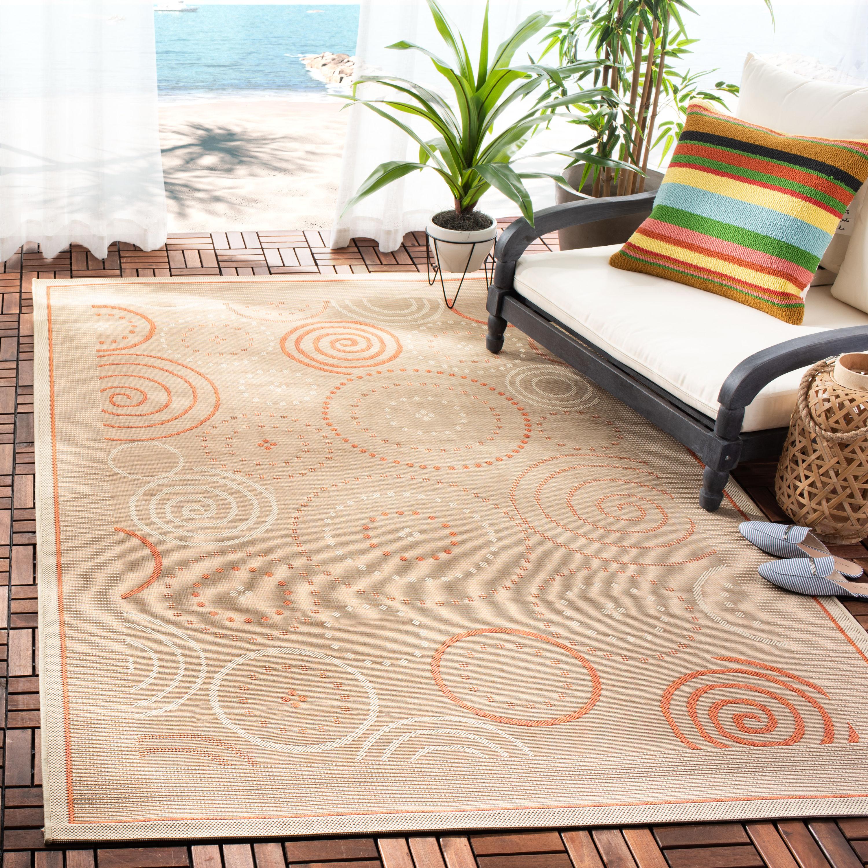 Courtyard CY1906 Power Loomed Indoor and Outdoor Area Rug - Natural/Terra - 9'x12' - Safavieh