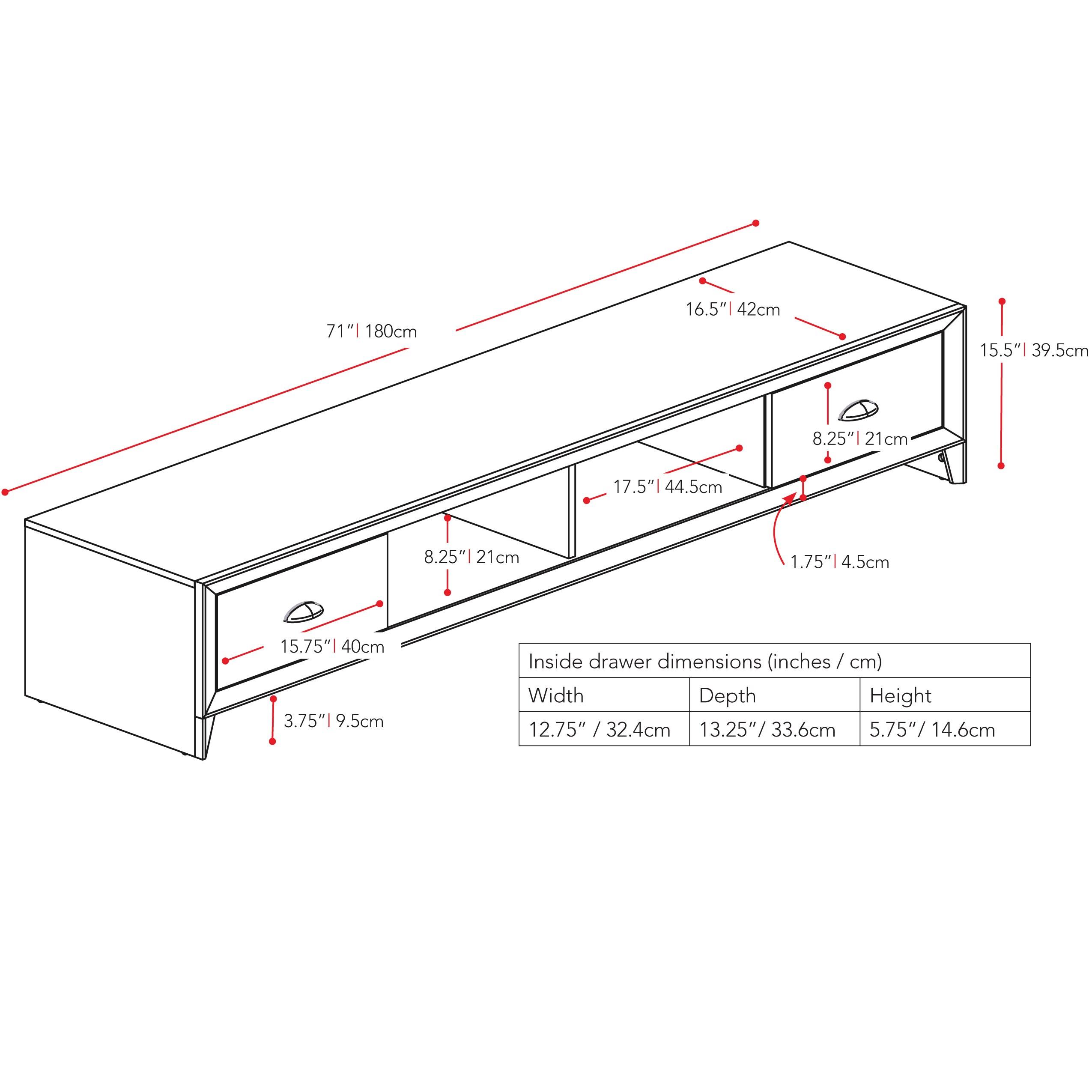 CorLiving Lakewood Extra Wide TV Stand for TVs up to 80" Black : Modern Entertainment Center with Storage