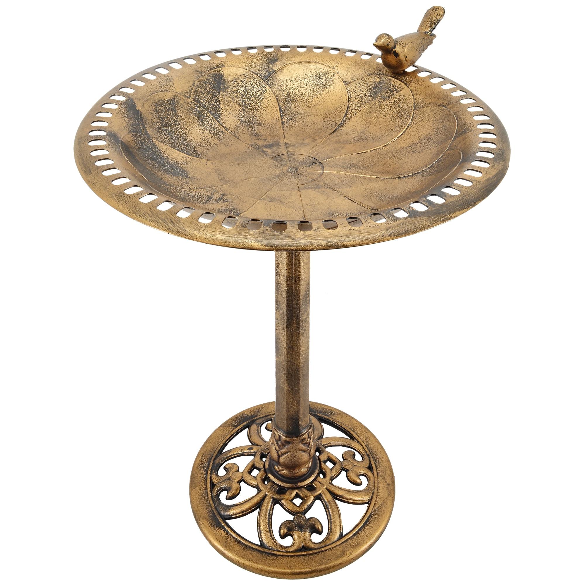 Bronze Polypropylene Decorative Birdbath with Bird Accent