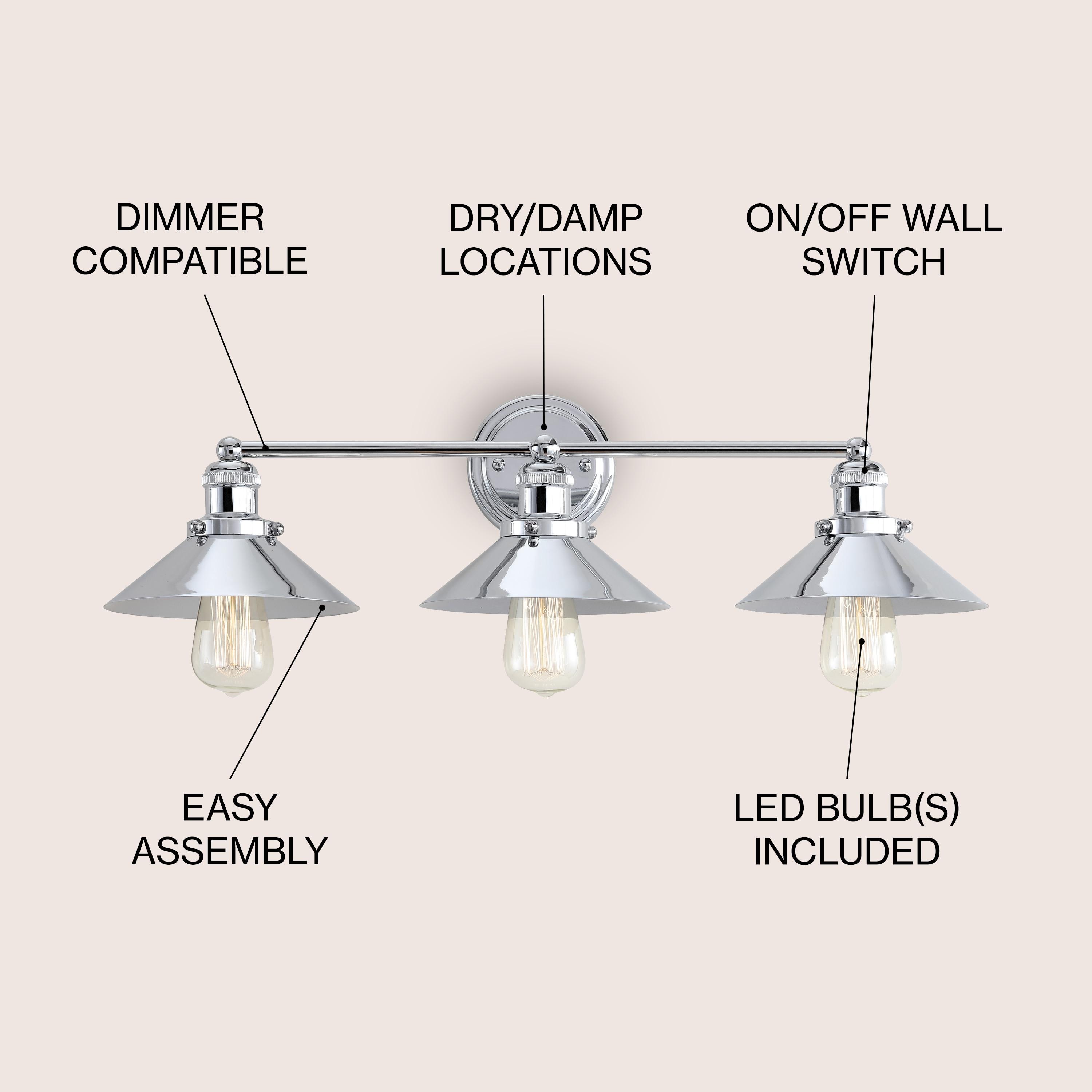 June 26.5 in. 3-Light Metal Chrome Vanity Light