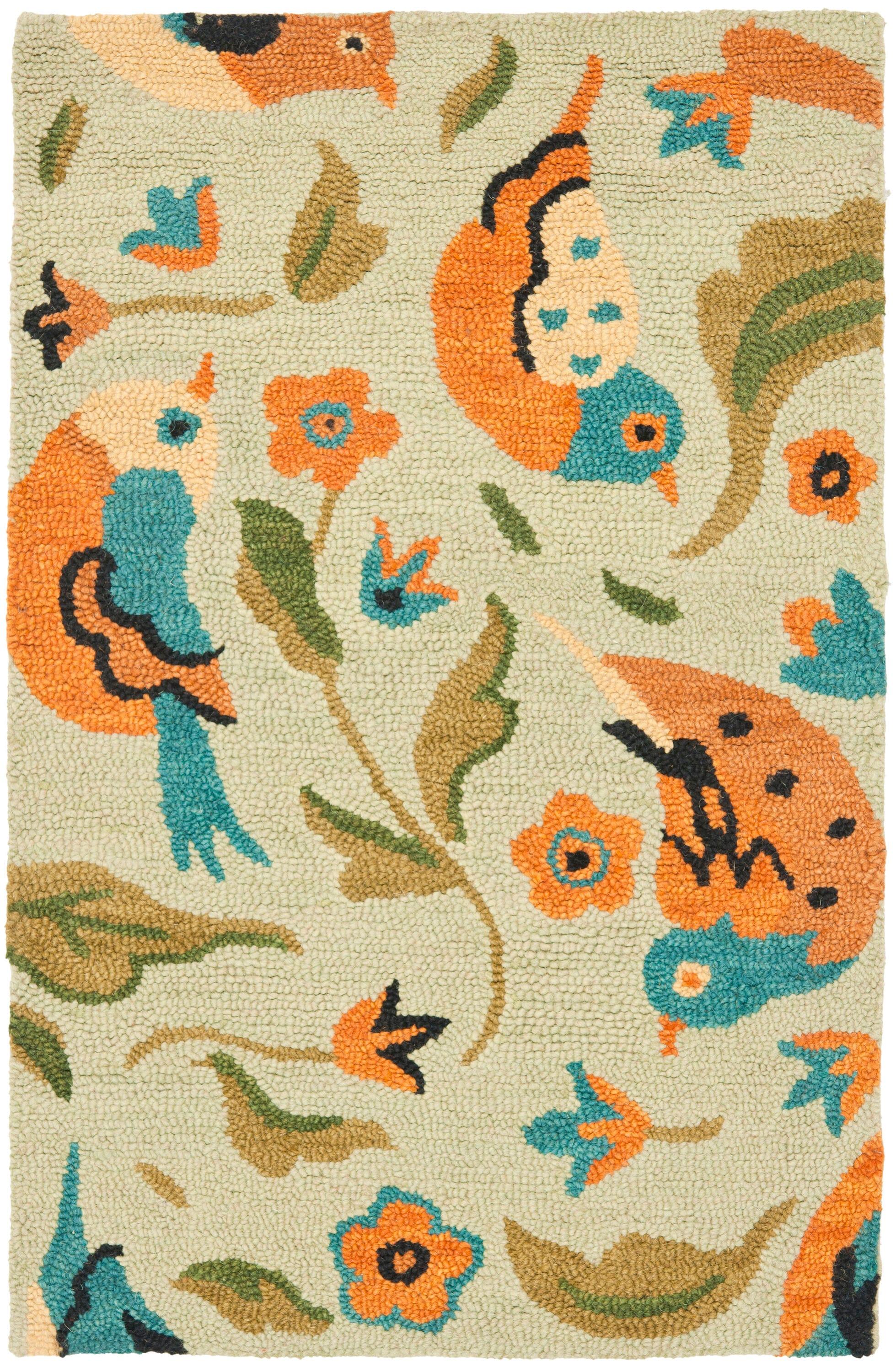 Blossom BLM676 Hand Hooked Accent Rug - Sage/Multi - 2'6"x4' - Safavieh.