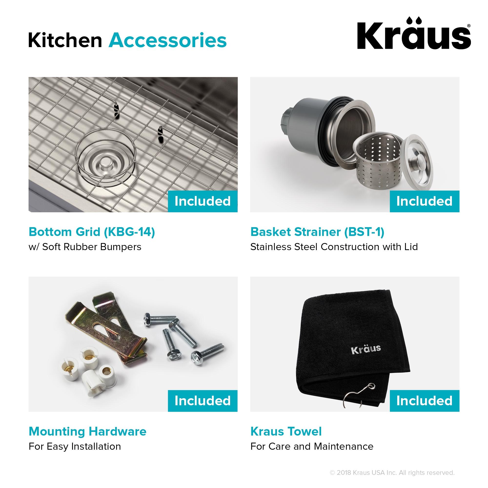 KRAUS Premier 16 Gauge Undermount Single Bowl Stainless Steel Kitchen Sink