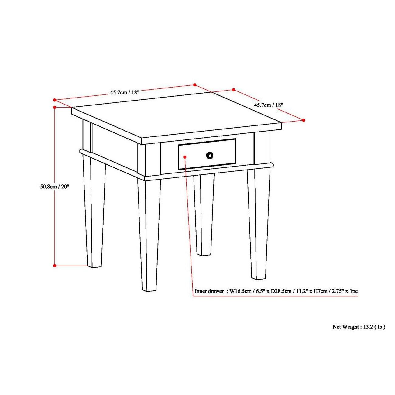 Carlton Solid Wood Top End Table with Storage