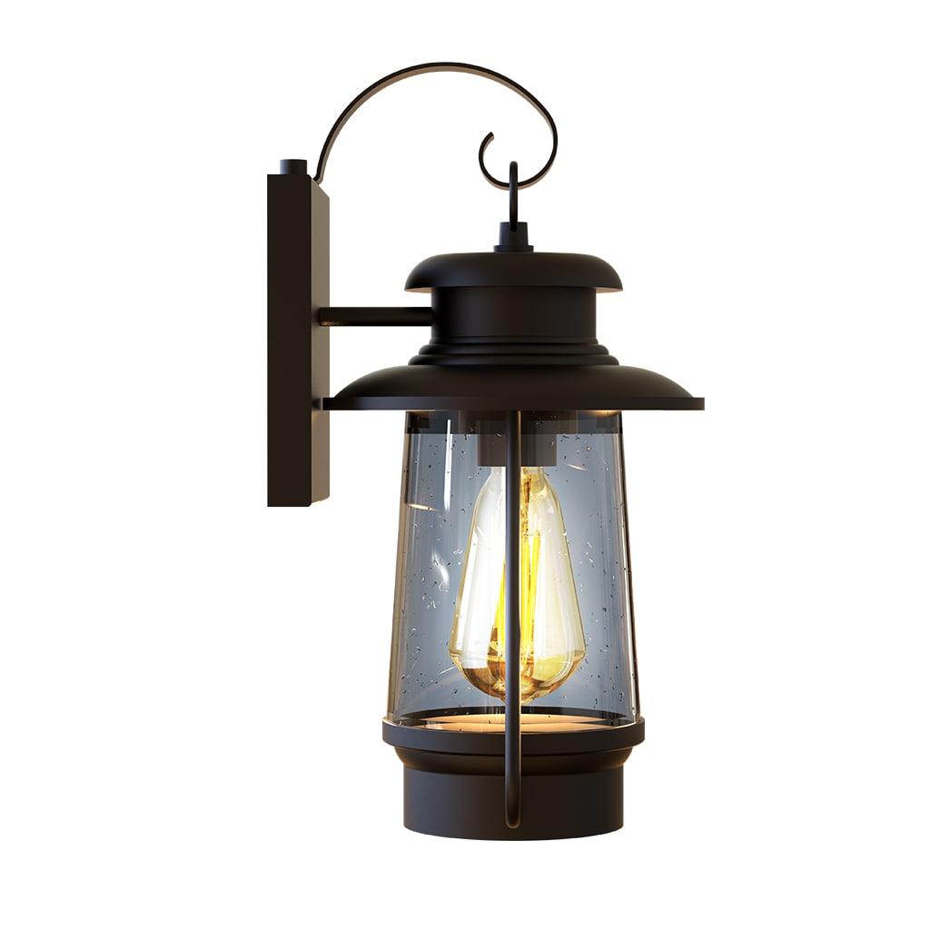 KODA Acadian Weather-Resistant Outdoor LED Wall Lantern with Integrated Dusk-to-Dawn Sensor, Includes Energy Star Rated LED Bulb, Premium Seeded Glass Design for Patio, Porch, Entryways