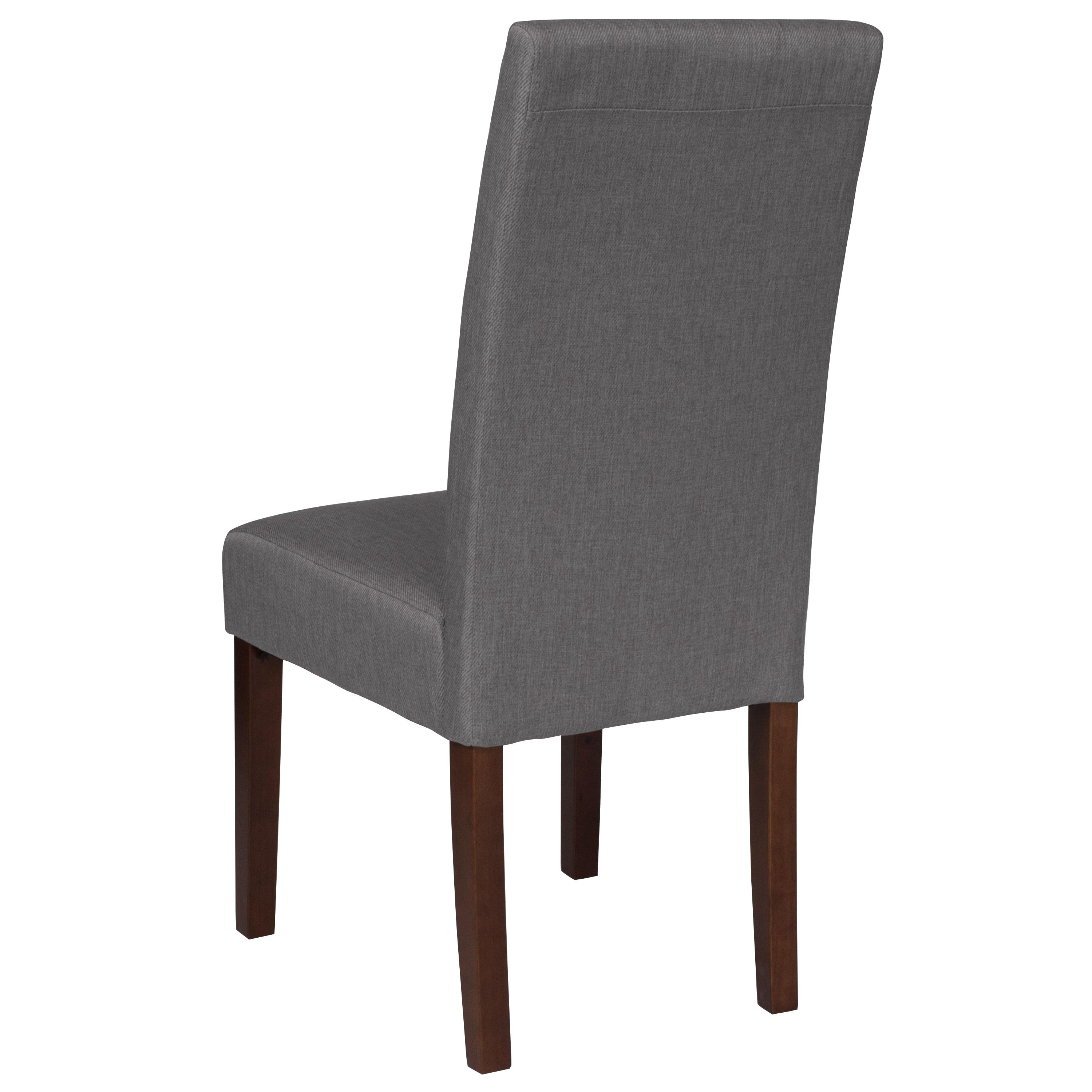 Flash Furniture Greenwich Series Light Gray Fabric Upholstered Panel Back Mid-Century Parsons Dining Chair