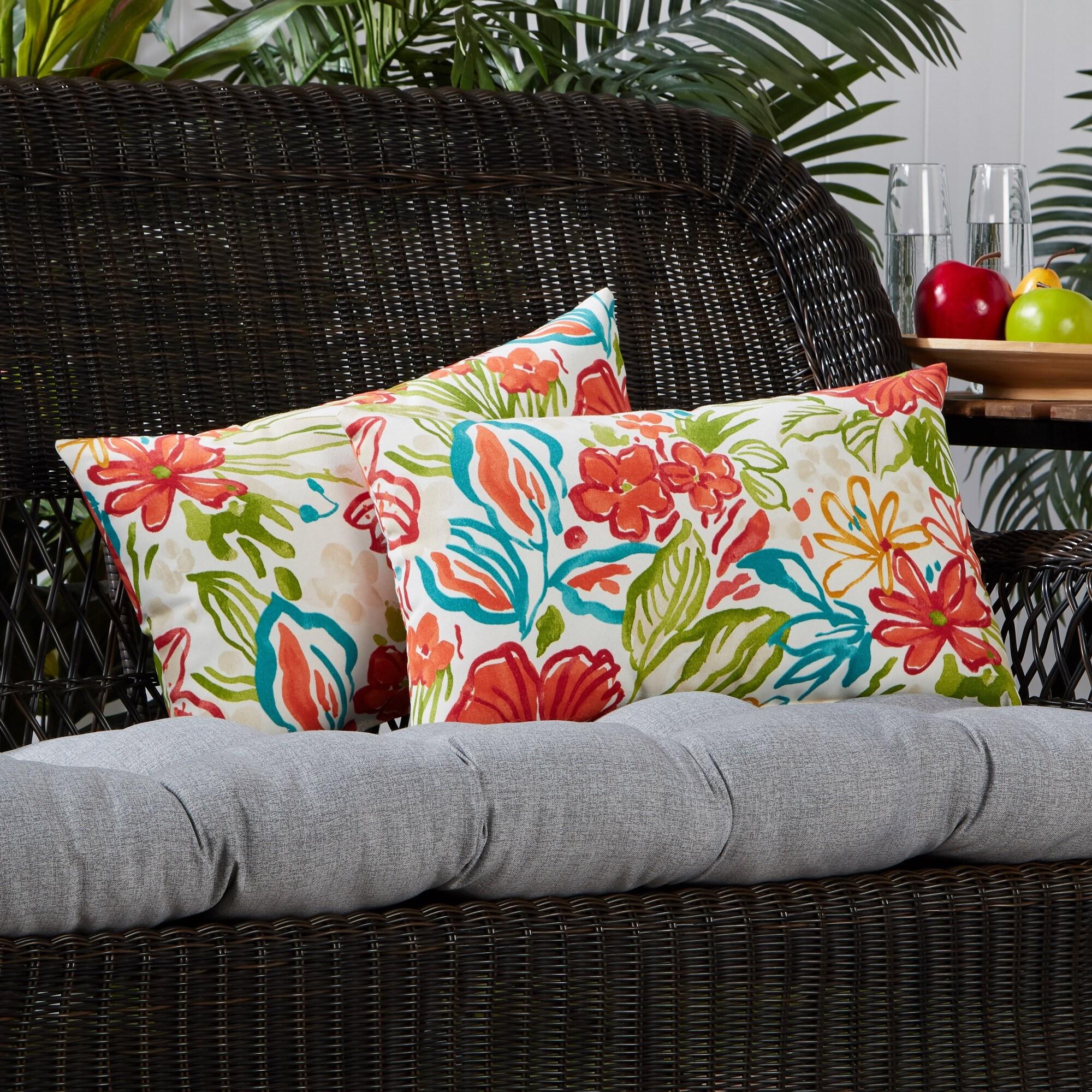 Breeze Floral 19 x 12 in. Outdoor Rectangle Throw Pillow (Set of 2) by Greendale Home Fashions