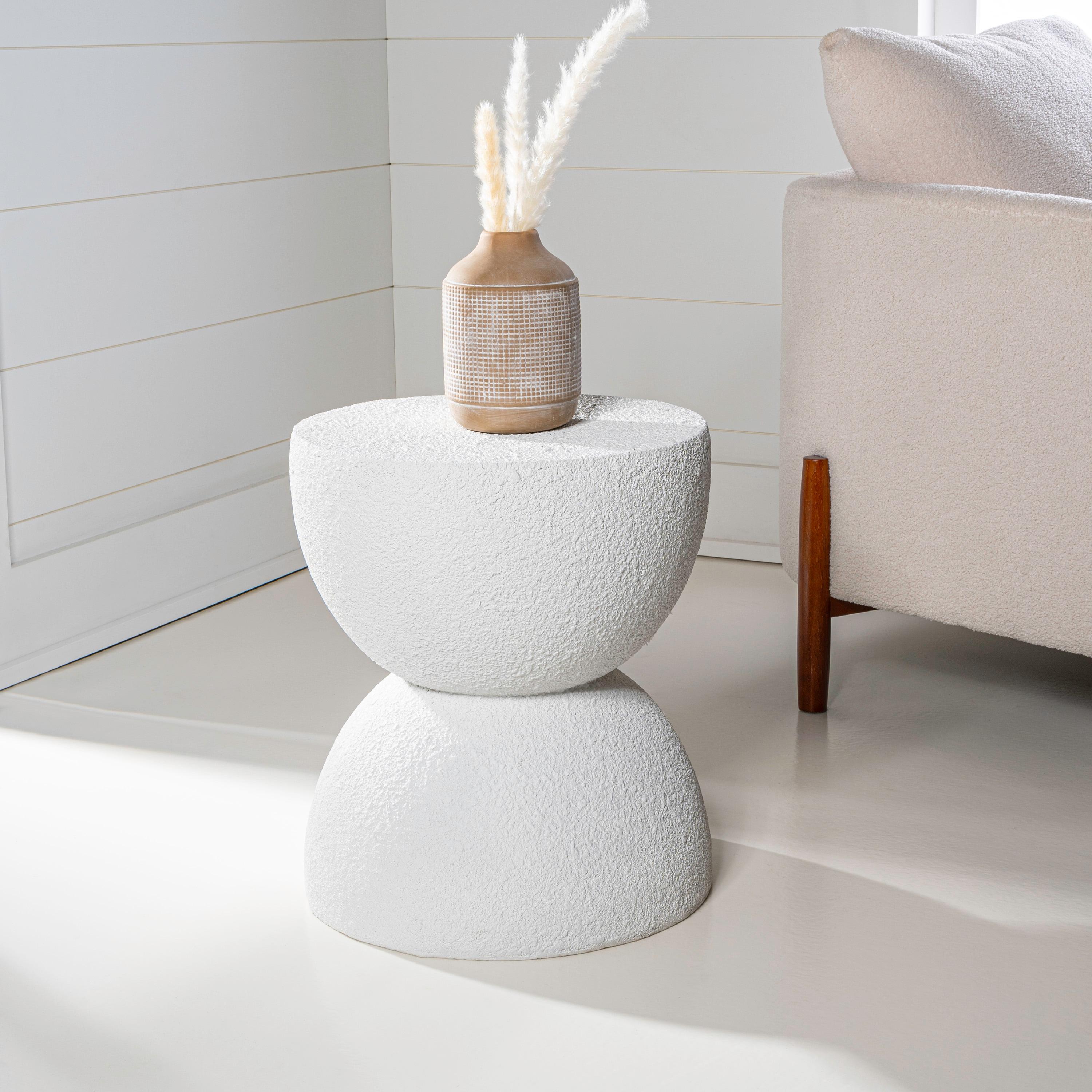Greta 18" Mid-Century Modern Drum Accent Table , White - JONATHAN Y