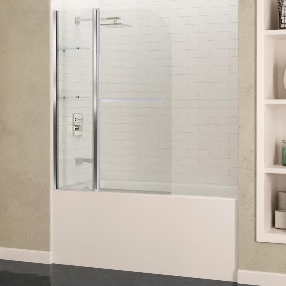 Galleon 58" H Hinged Frameless Tub Door with Tsunami Guard Technology