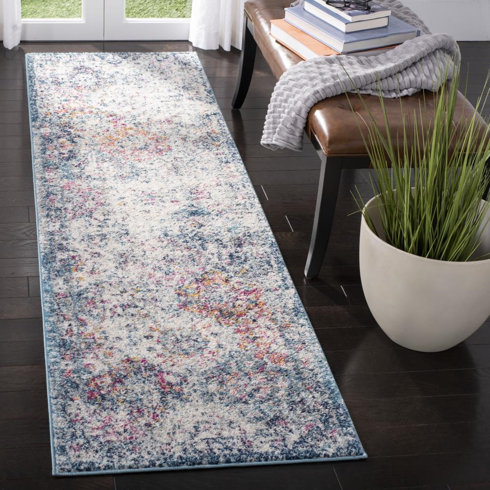 Madison MAD611 Power Loomed Runner Rug - Navy/Teal - 2'3"x22' - Safavieh.