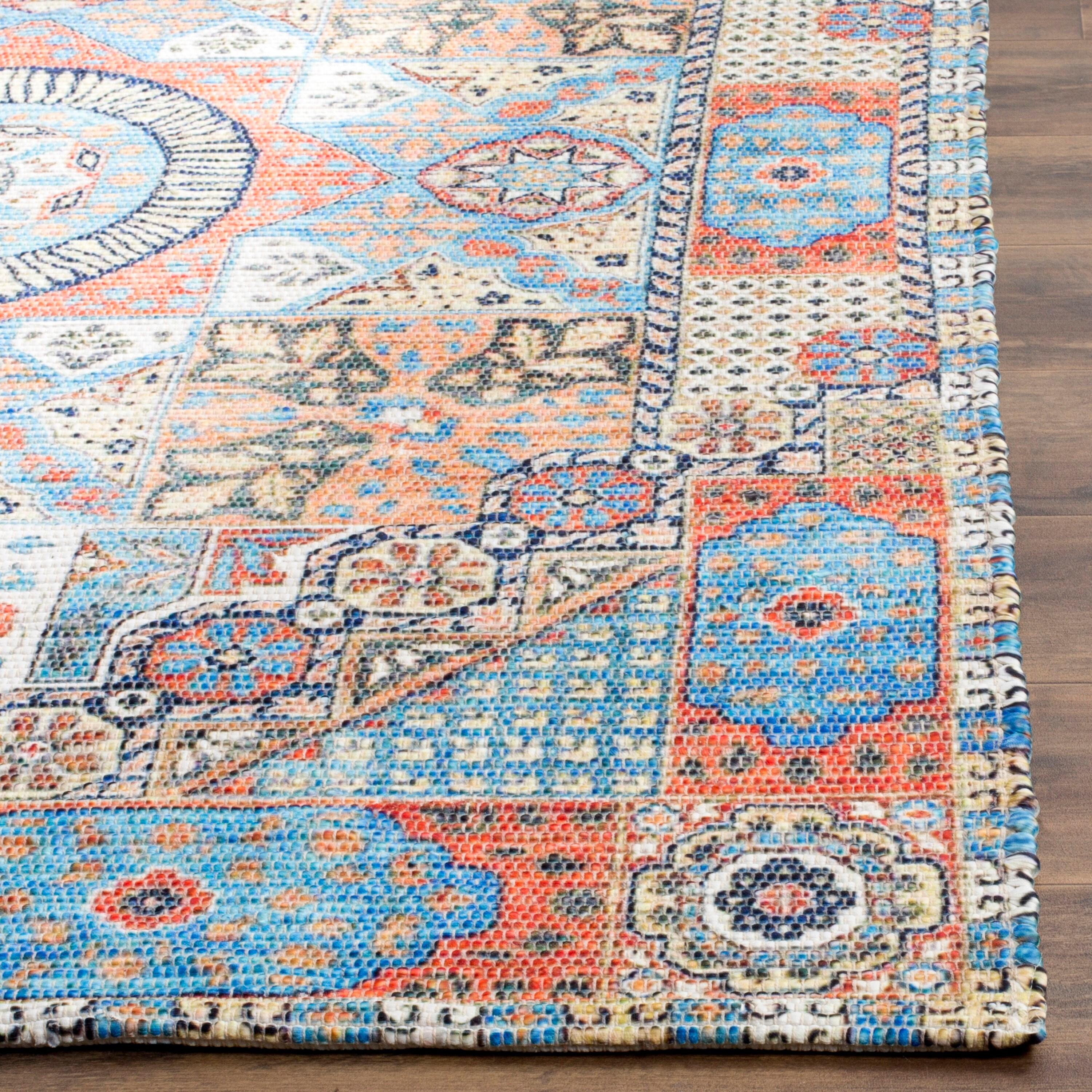 Saffron SFN541 Hand Loomed Area Rug - Orange/Blue - 4'x6' - Safavieh.