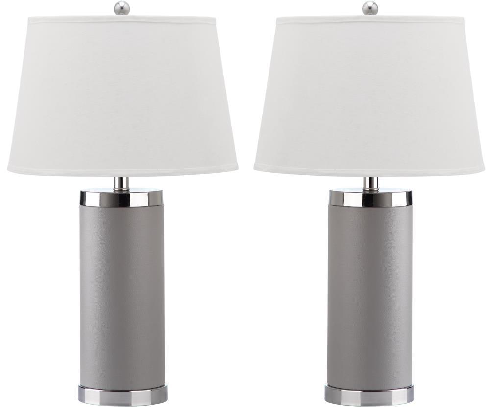 Leather Column Table Lamp (Set of 2) - Grey - Safavieh.