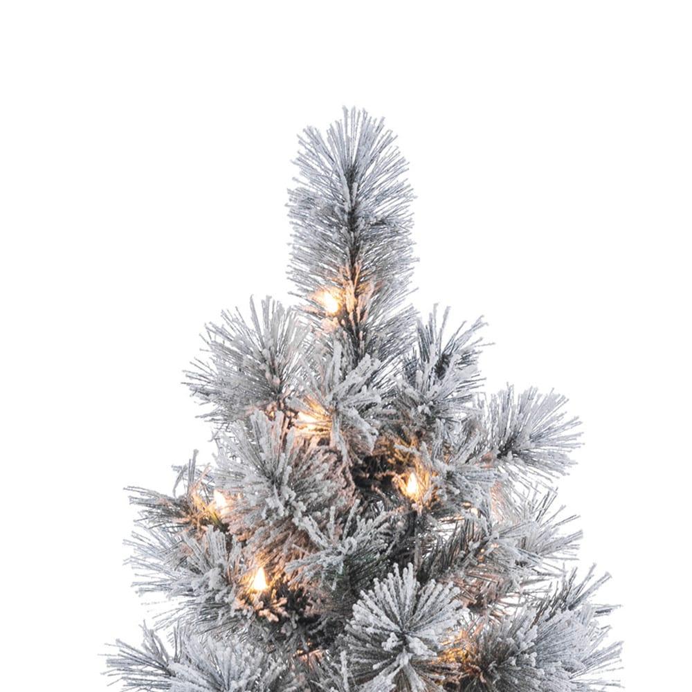 Gerson 4.5 ft. Pre Lit Clear UL Potted Flocked Hard Needle Boise Pine