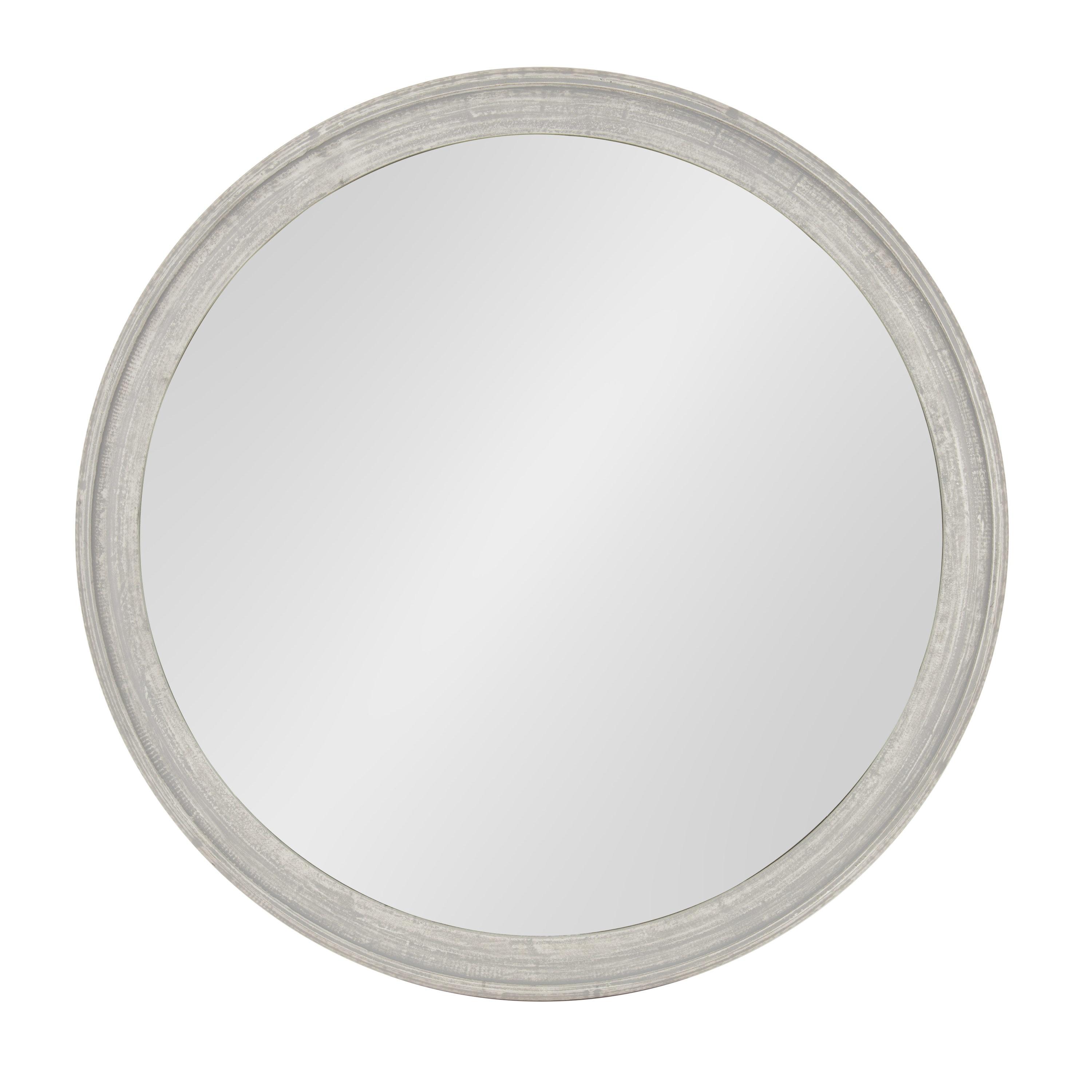 28" x 28" Mansell Circular Shaped Hanging Wood Wall Mirror Gray - Kate and Laurel