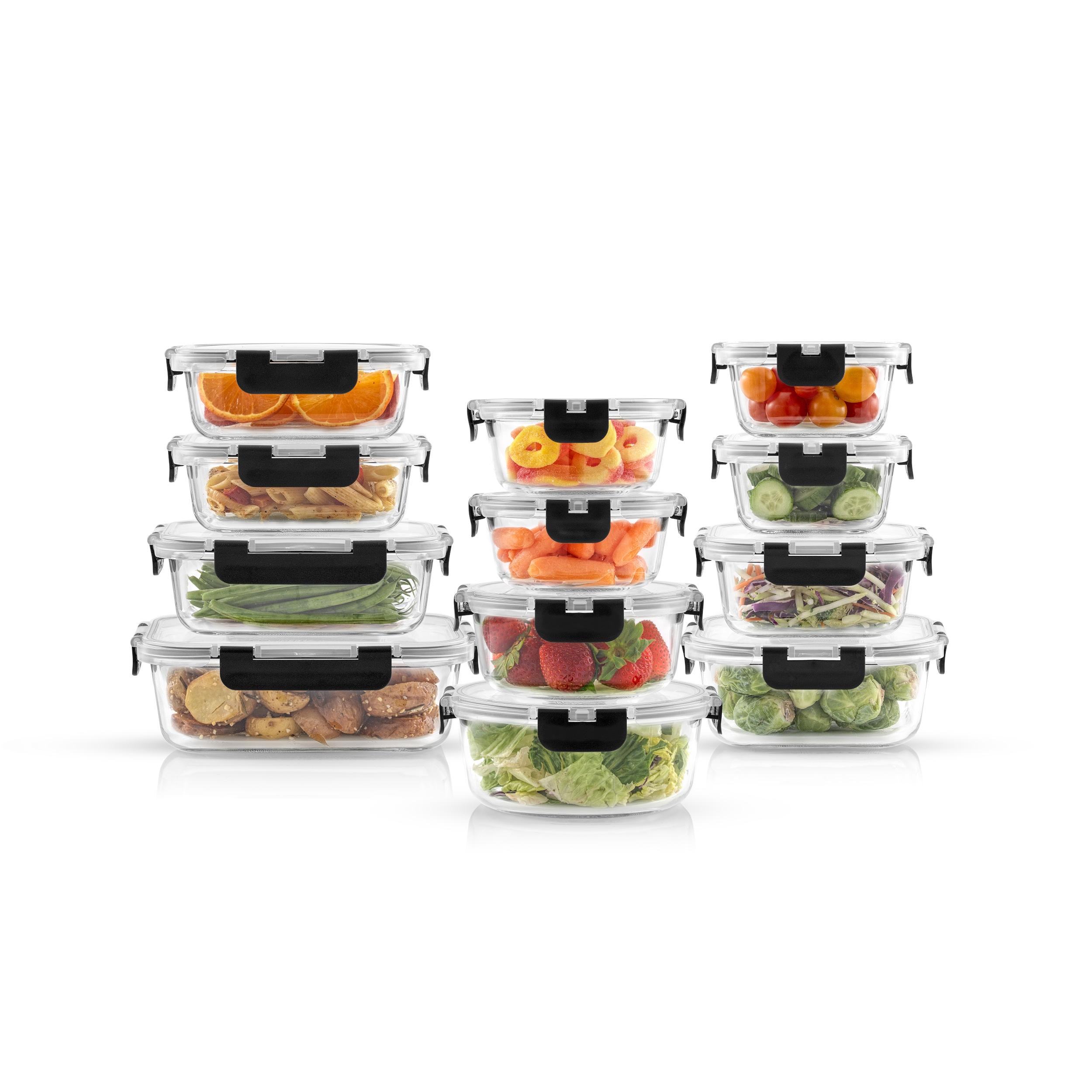 JoyJolt 24-Piece Glass Food Storage Container Set with Leakproof Lids