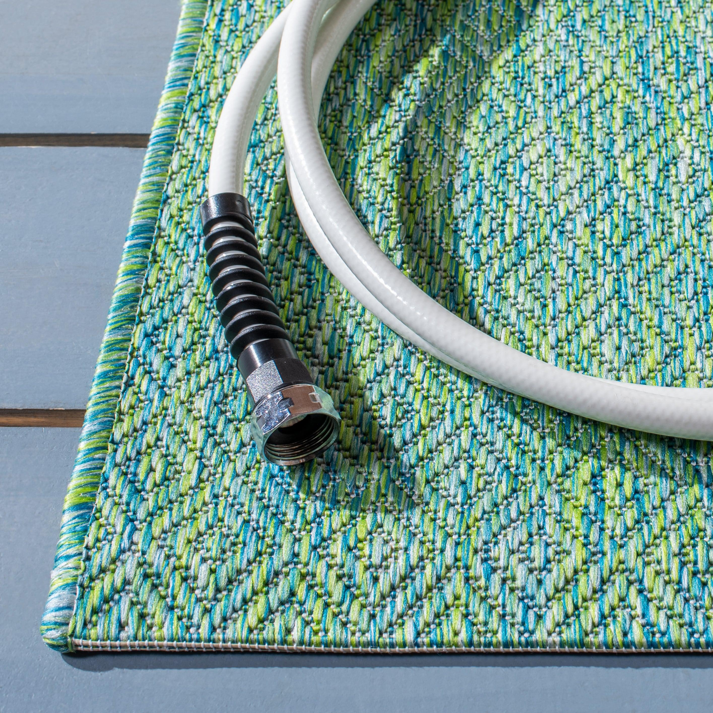 Courtyard CY8521 Power Loomed Indoor/Outdoor Area Rug - Green/Blue - 5'3"x5'3" - Safavieh.