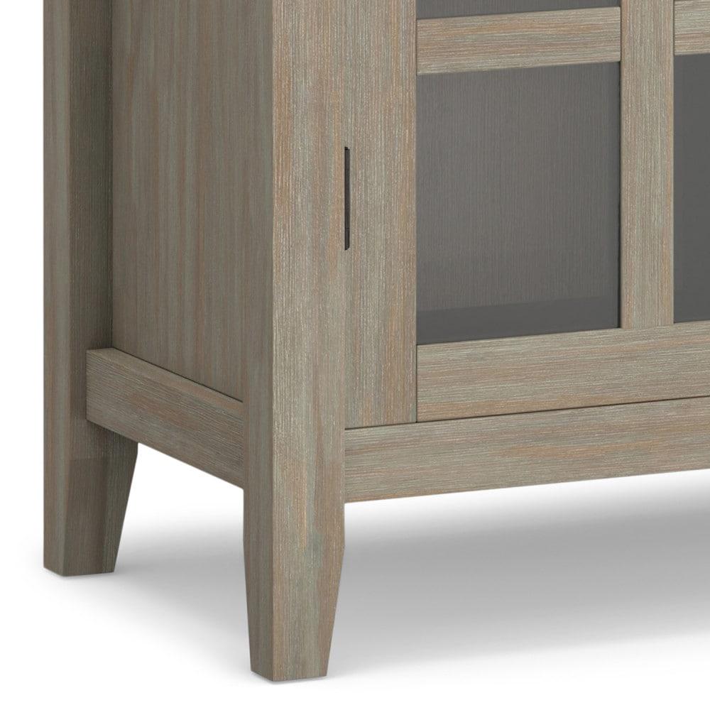 Simpli Home Artisan 38"W Solid Wood 4-Shelf Medium Storage Cabinet with Glass Doors and Adjustable Shelves
