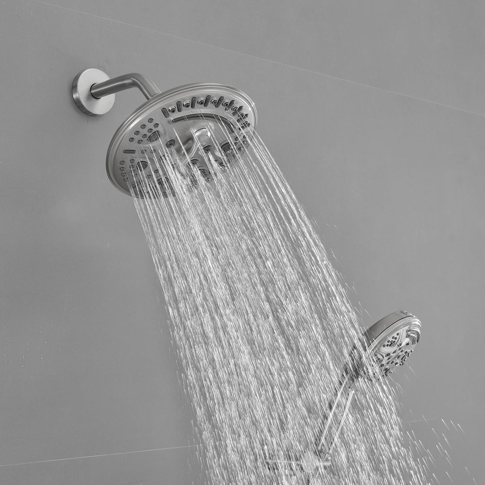 Single Handle 1-Spray Round Rain Shower Faucet Set with High Pressure Shower Head Hand Shower