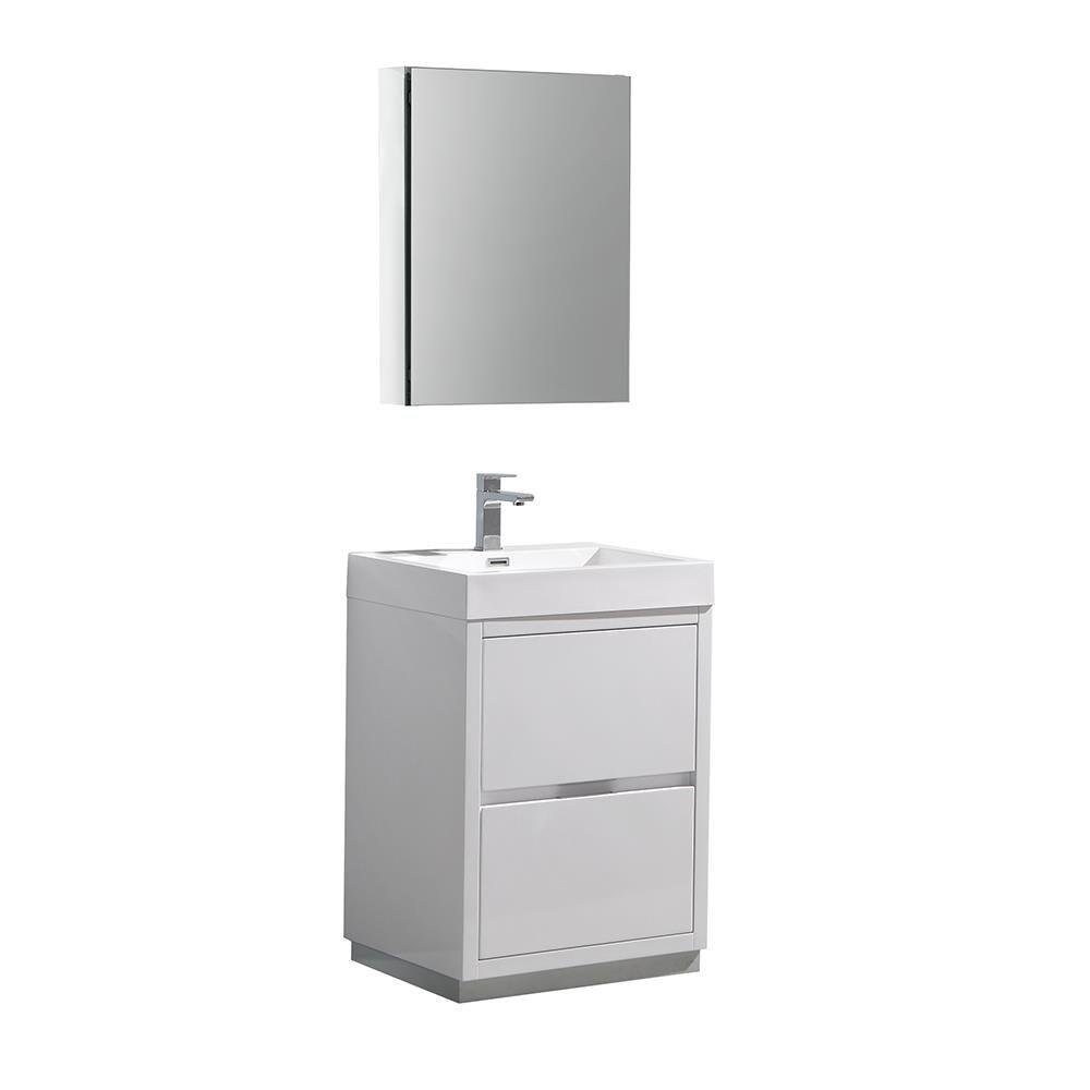 Fresca Valencia 24" Freestanding Single Sink Bathroom Vanity Set w/ Medicine Cabinet (Faucet Not Included)