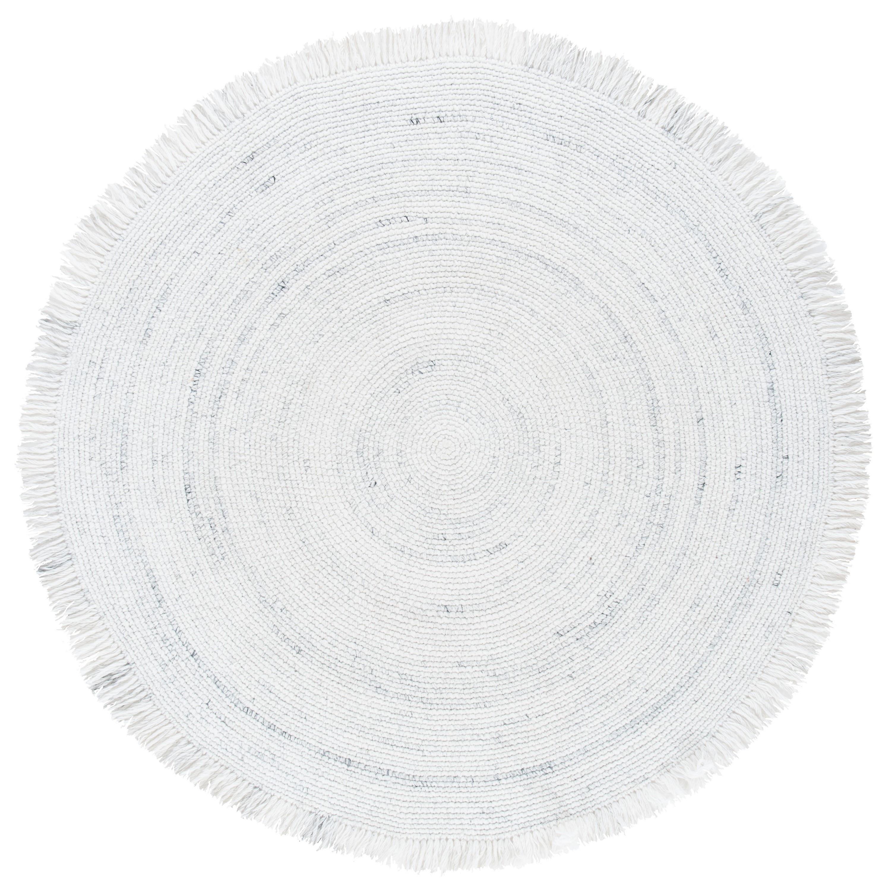 Ivory Braided Round Handmade Synthetic Area Rug, 4'