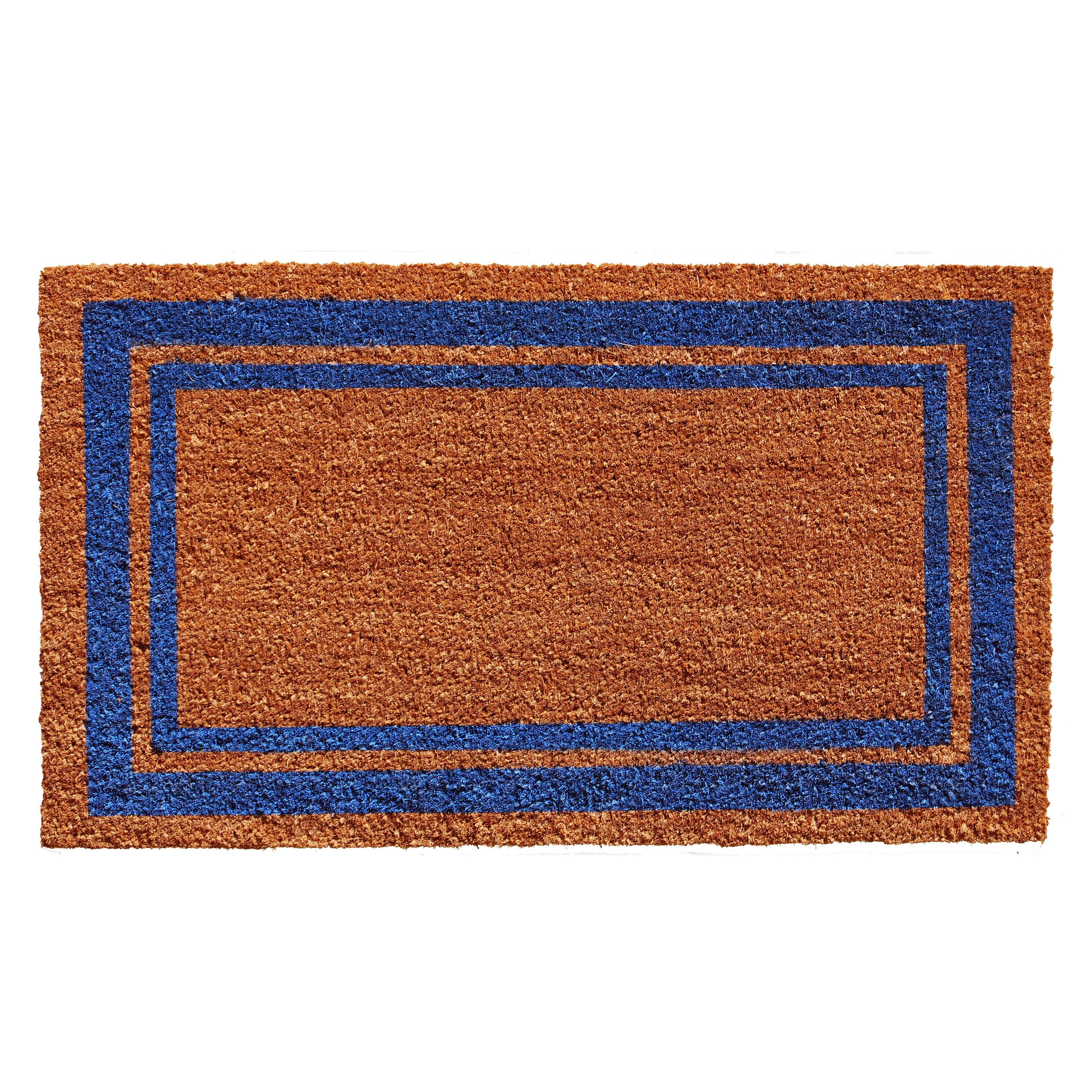 Callowaymills 2-ft x 3-ft Natural/Blue Coir/Vinyl Rectangular Indoor or outdoor Decorative Door mat