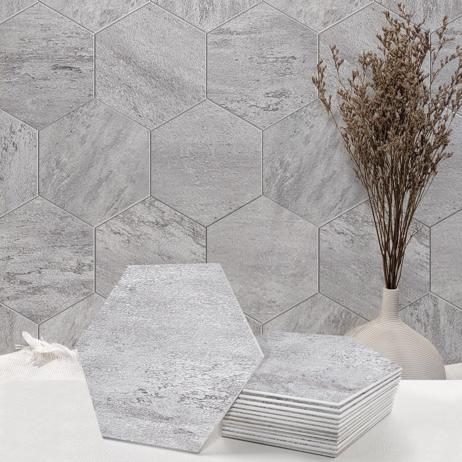 Bex 6" x 6.9" Hexagon Stone Composite Peel & Stick Wall Tile