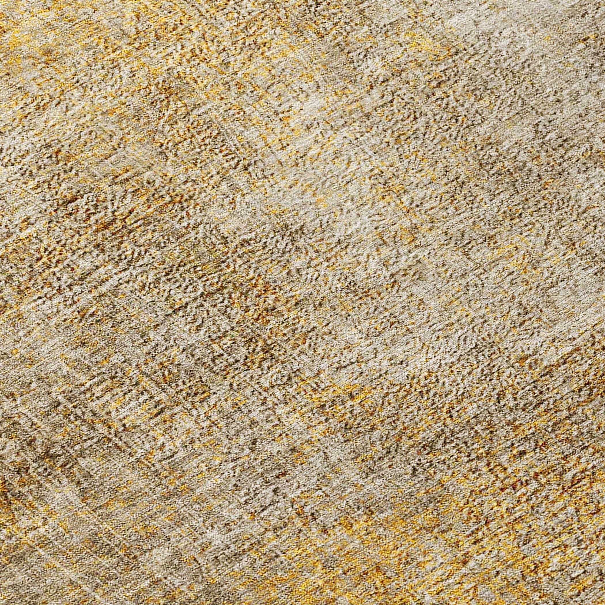 Beige and Gold Machine Washable Indoor Outdoor Area Rug