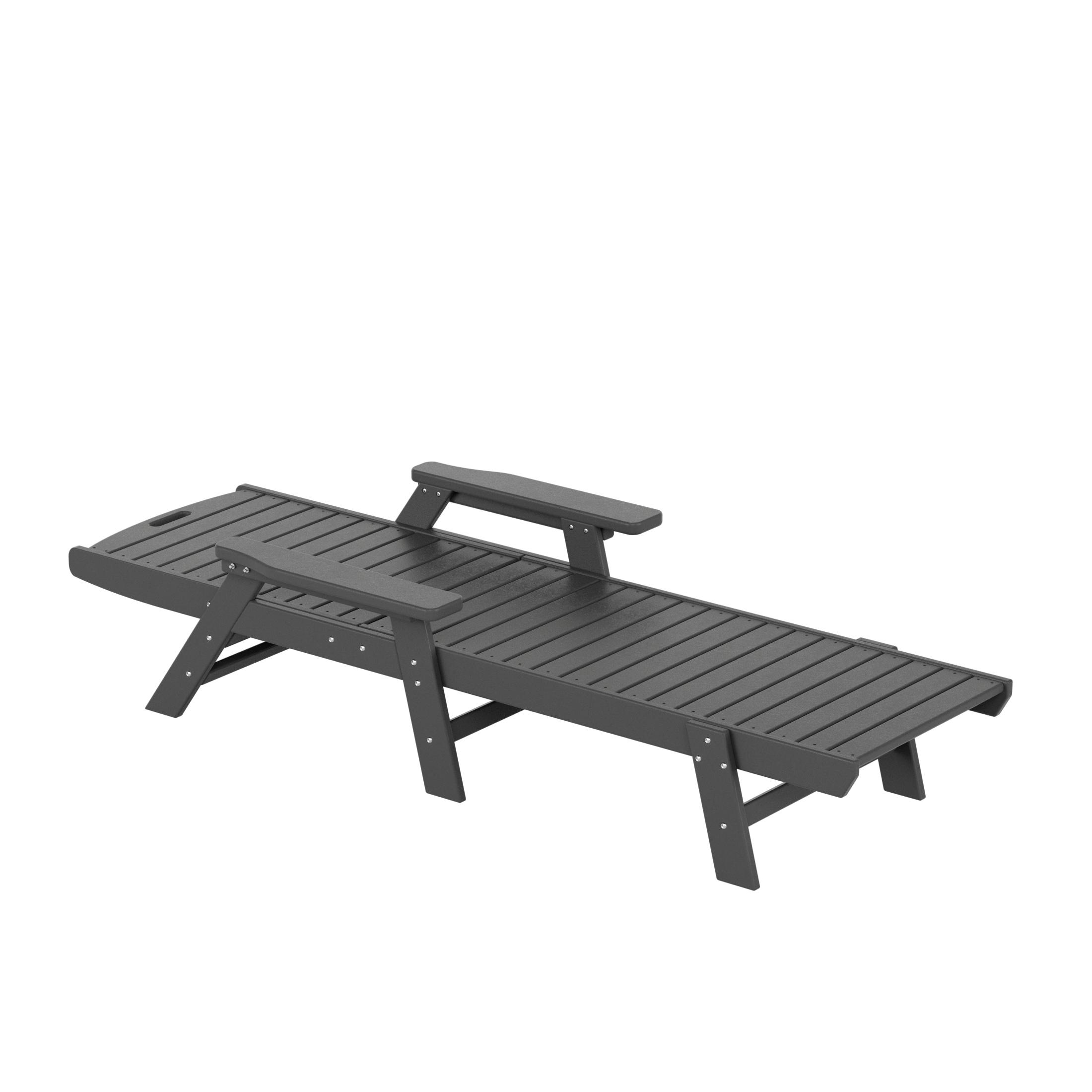 SERWALL Patio Chaise Lounge Chair Set of 2, 78'' Long 5-Positions Adjustable HDPE Outdoor Lounge Chair Grey
