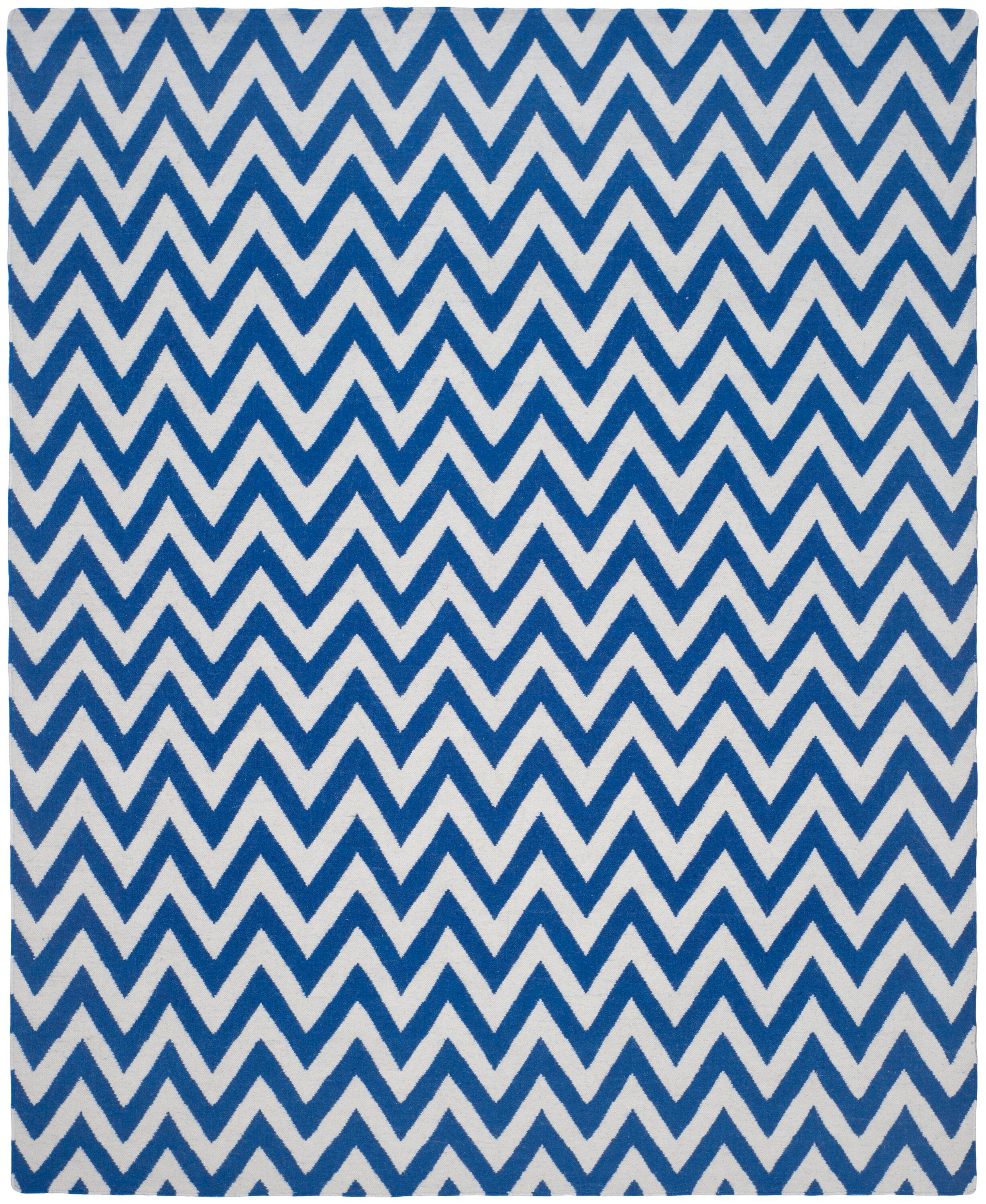 SAFAVIEH Dhurries Bentley Geometric Area Rug, Dark Blue/Ivory, 9' x 12'