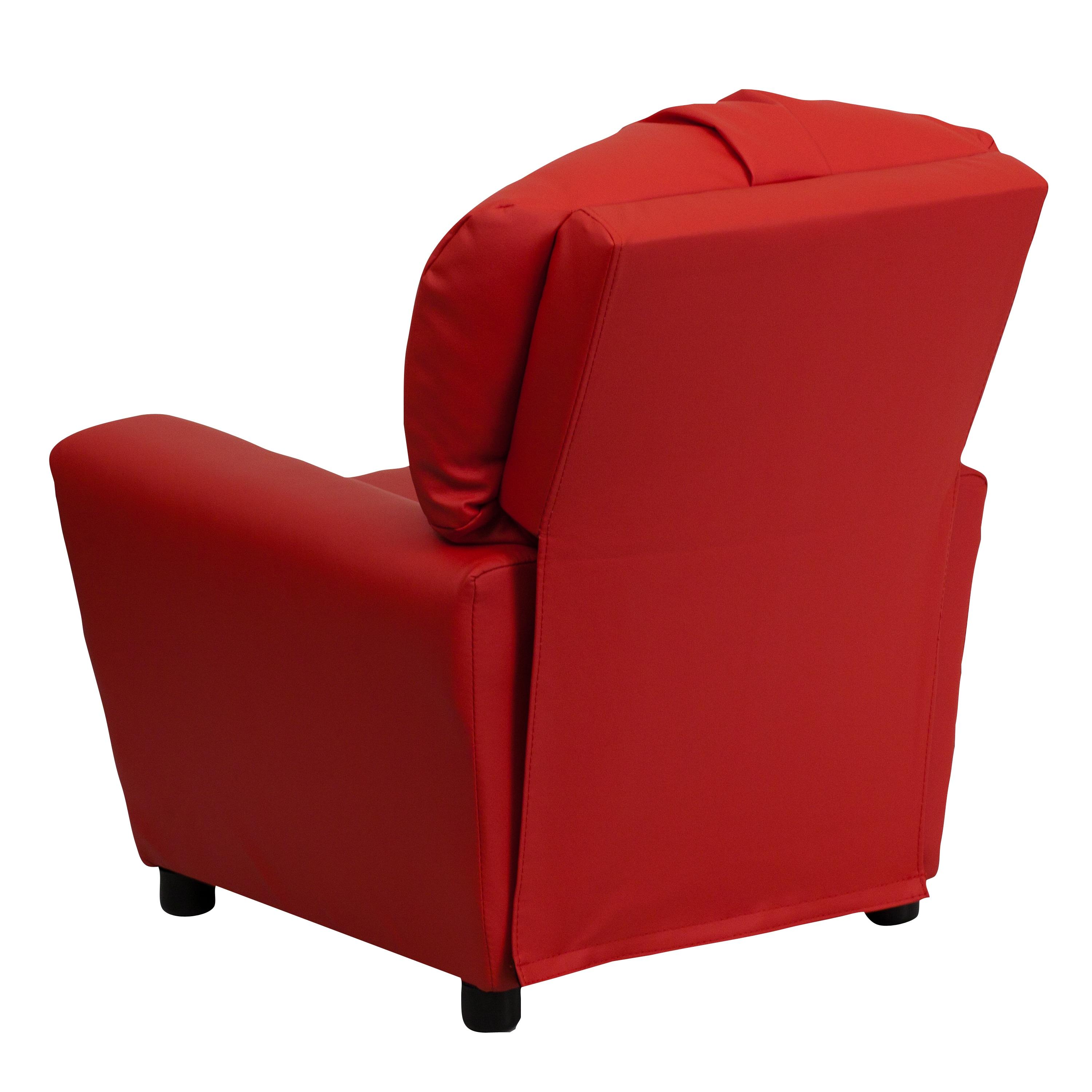 Flash Furniture Chandler Contemporary Red Vinyl Kids Recliner with Cup Holder