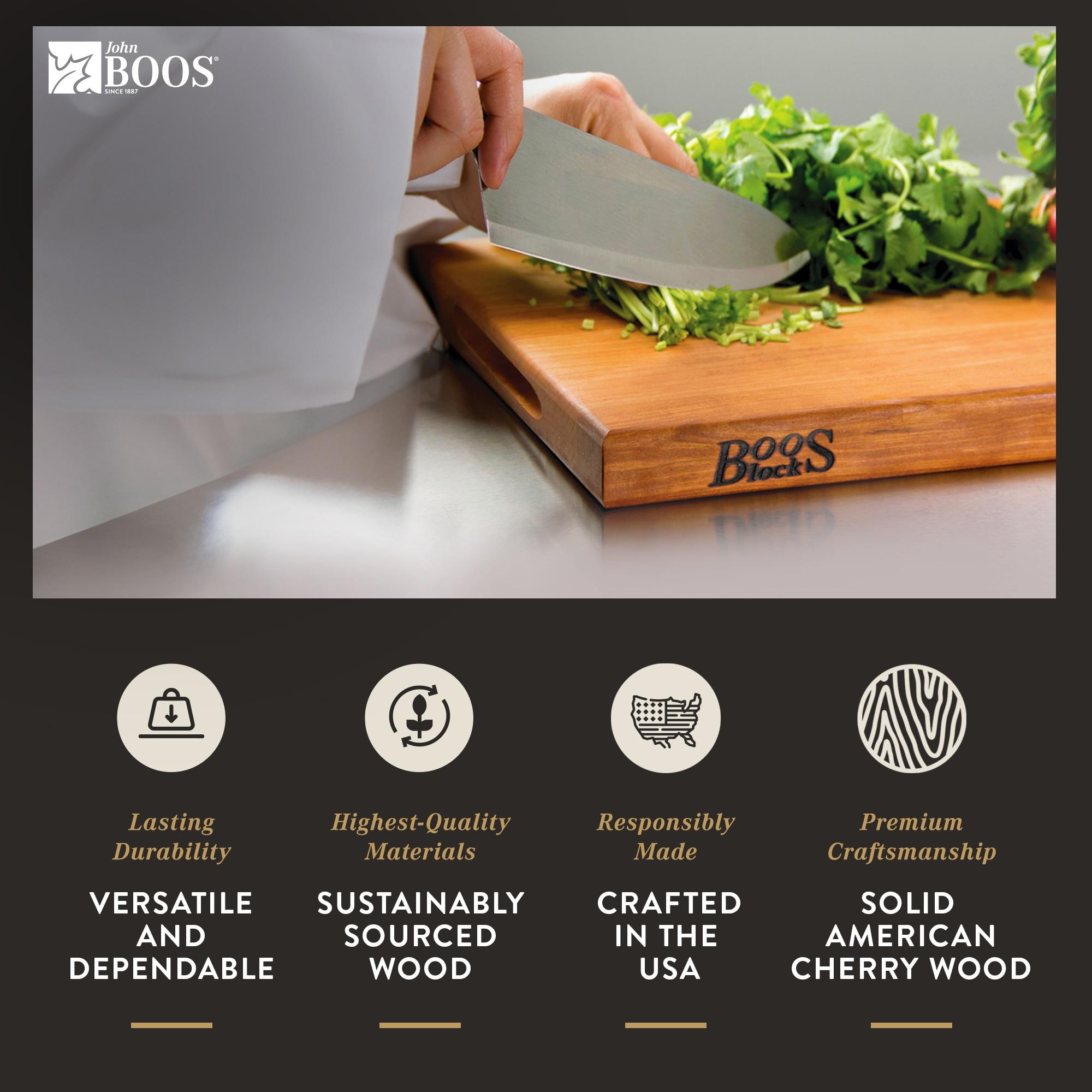 John Boos Boos Block R-Board Series Large Reversible Wood Cutting Board, 1.5-Inch Thickness, 20" x 15" x 1 1/2", Cherry