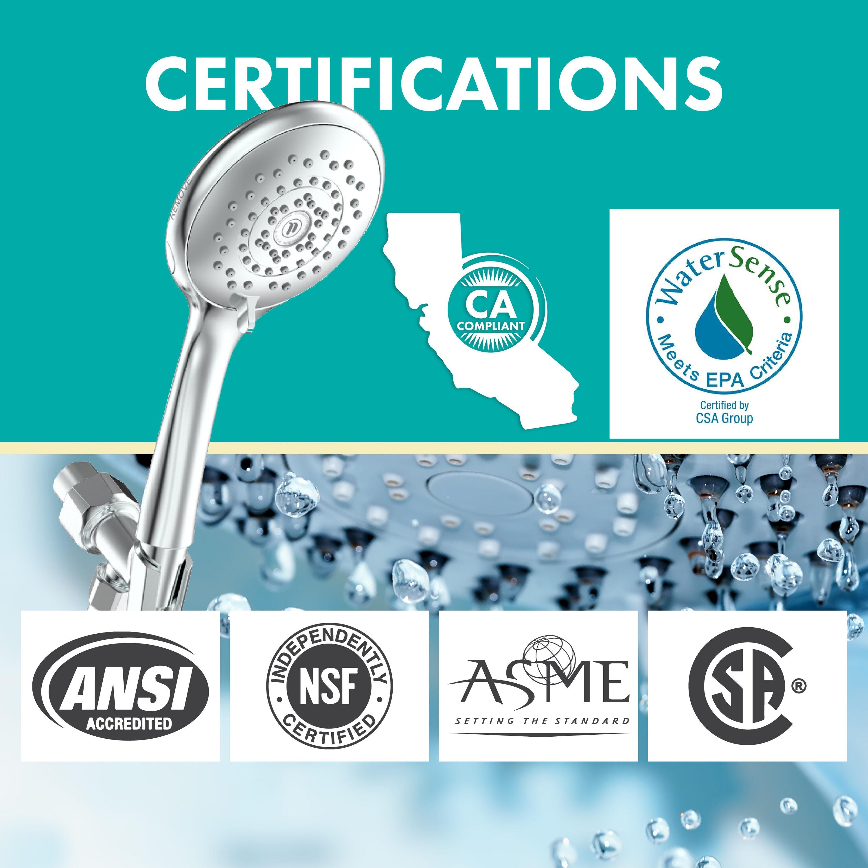 Niagara Conservation Niagara Conservation N9415CH-HH Healthguard 5-Spray with 1.5 GPM 4.3-in. Wall Mount Handheld Shower Head in Chrome with Removable Faceplate, 1-Pack | Bathroom Shower Head with Pressure Compensation N9415CH-HH