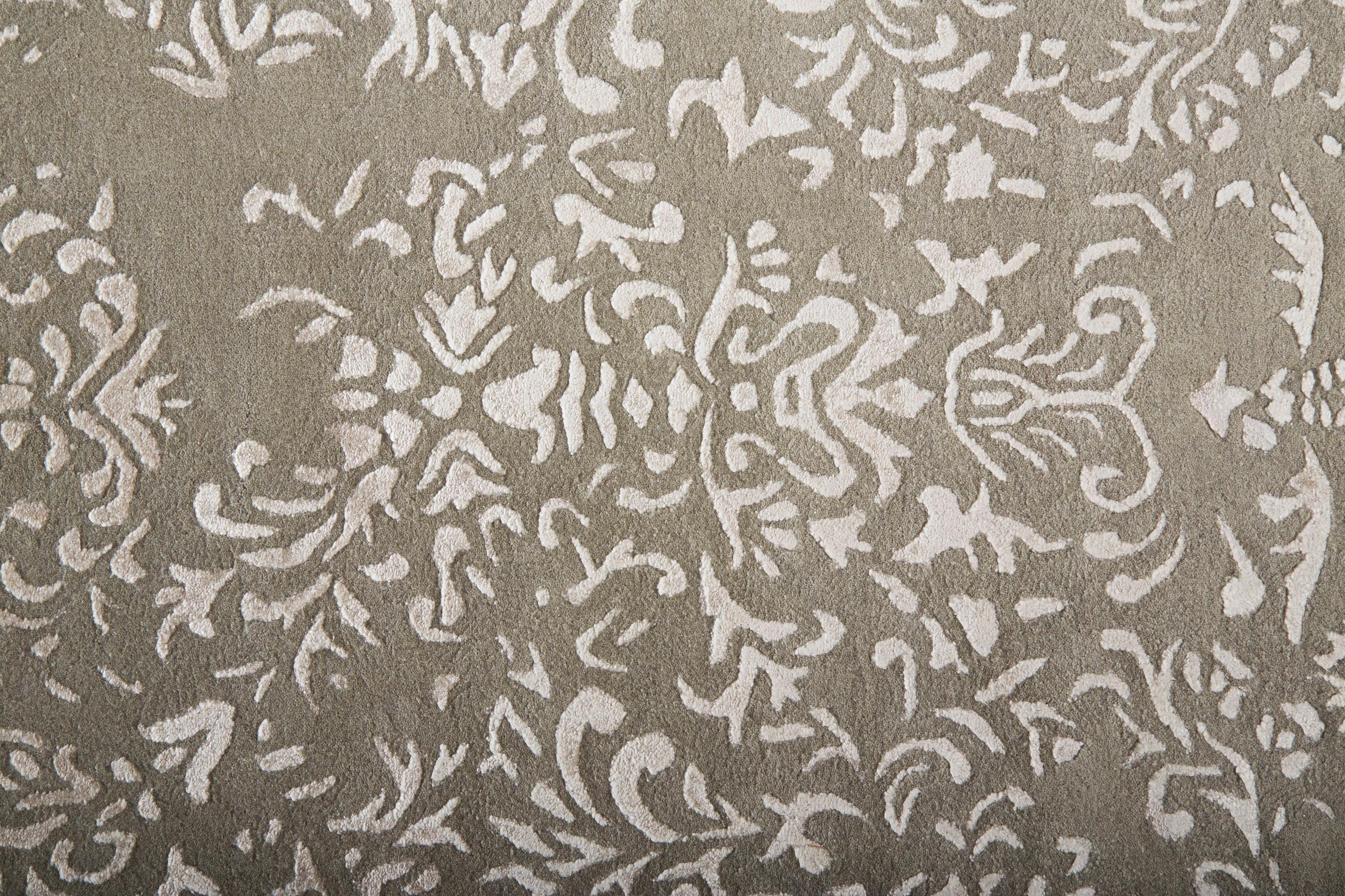 Feizy Bella Transitional Oriental, Gray/Taupe/Silver, 8' x 10' Area Rug Handmade Sheen Bohemian & Eclectic Bordered Floor Rug for Living room Bedroom