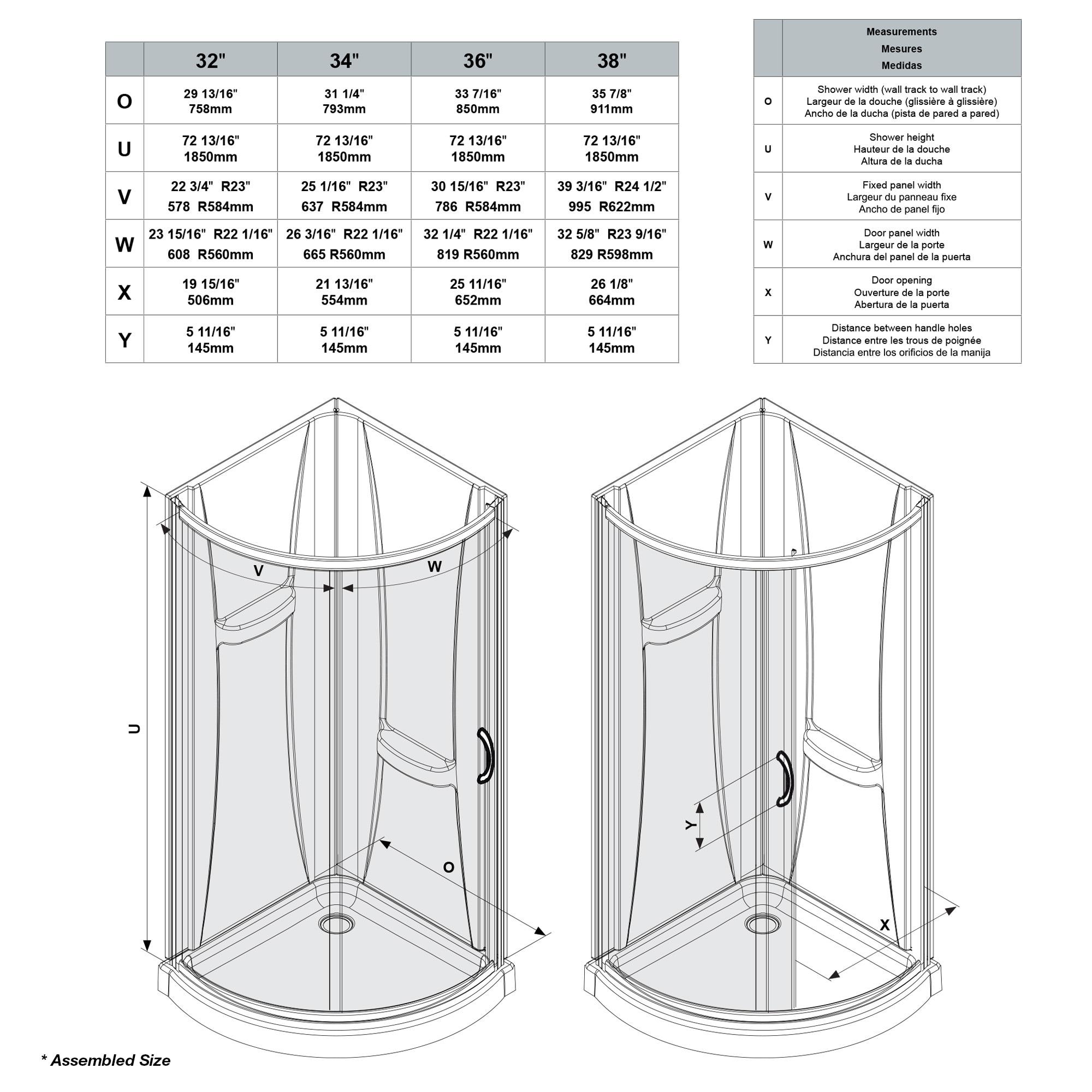 OVE Decors Breeze 40 in. Framed Round Shower Kit w/ Clear Glass, Base, Wall