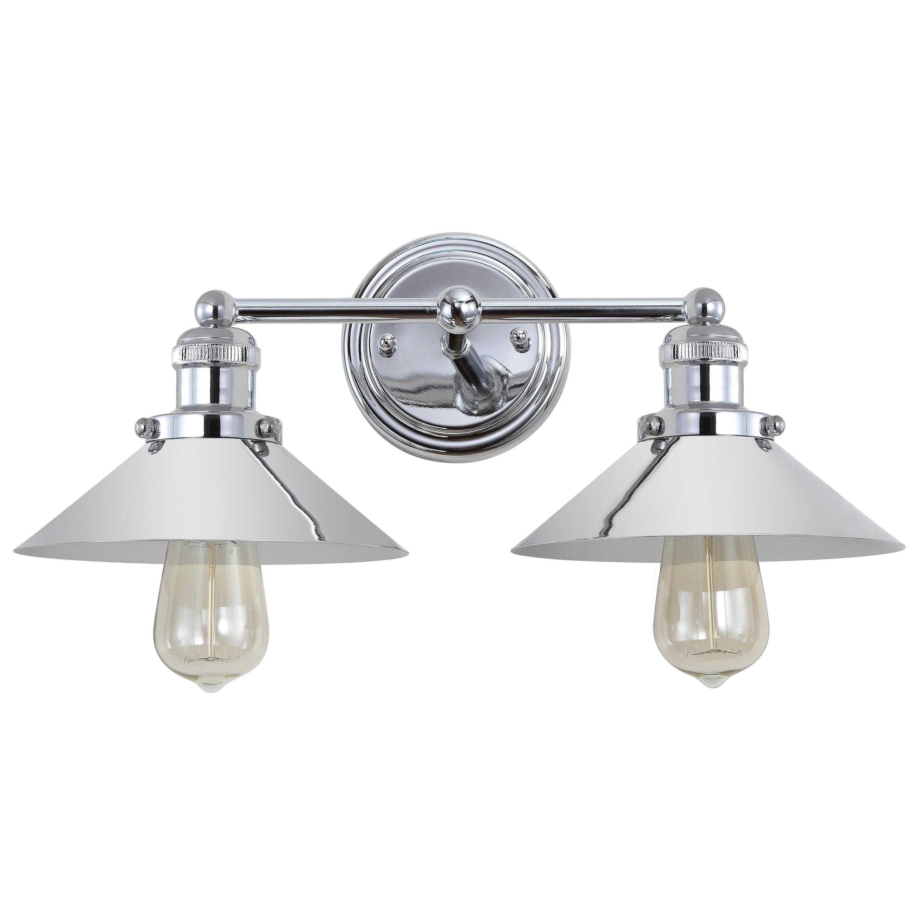 17.5" Metal June Vanity Wall Light Silver - JONATHAN Y: Chrome Finish, Industrial Style, ETL Listed, 2-Light Fixture