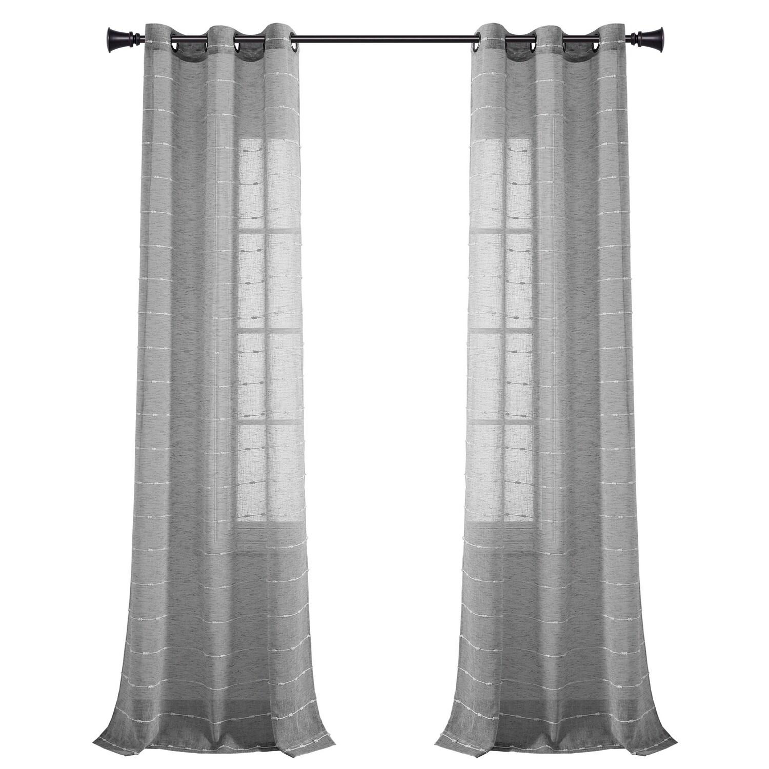 Lush Decor Farmhouse Textured Sheer Polyester Sheer Curtain Pair (Set of 2)