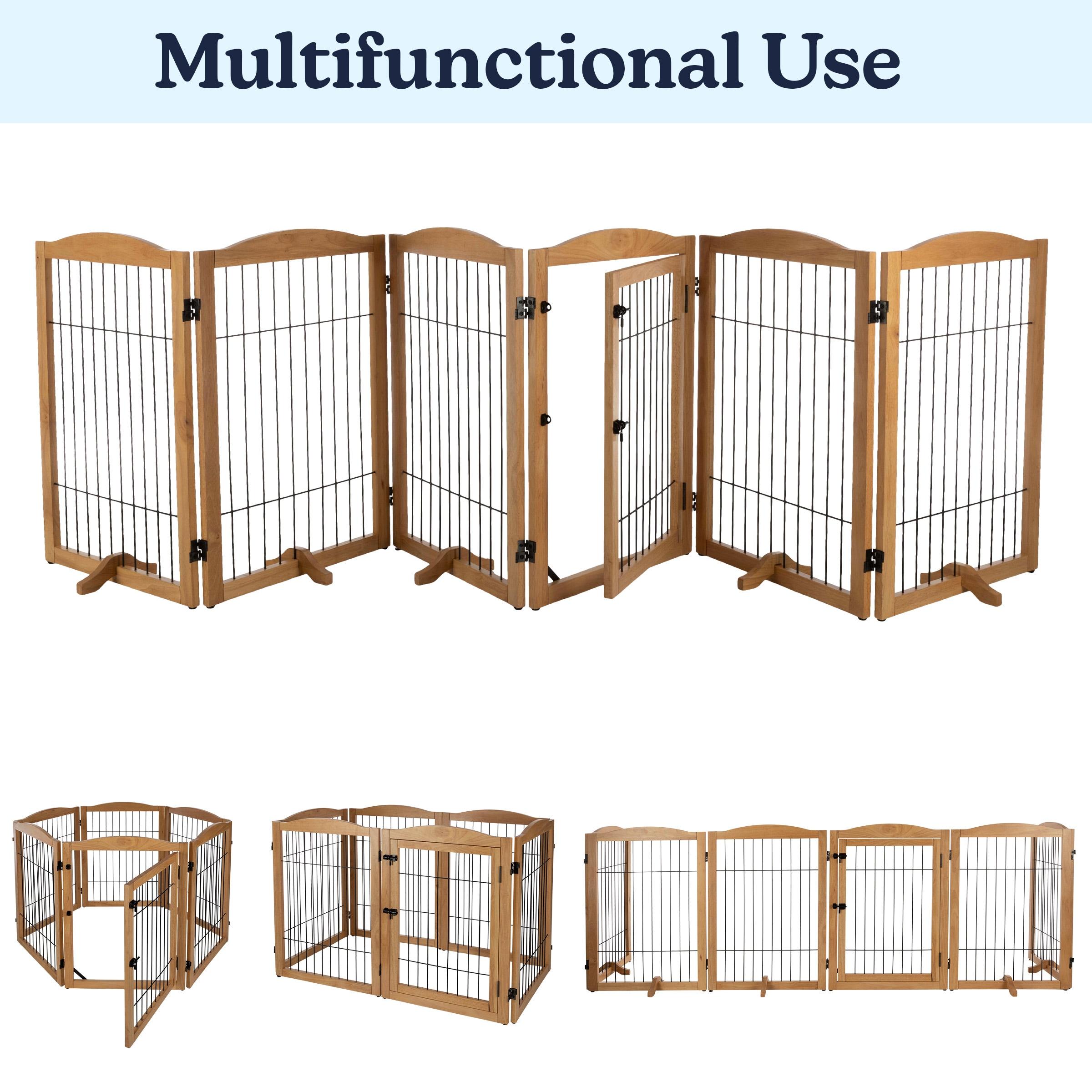 Petmaker PETMAKER Pet Gate - 6-Panel Indoor Folding Dog Fence for Stairs or Doorways - 132.5x31.5-Inch Freestanding Play Pen with Support Feet