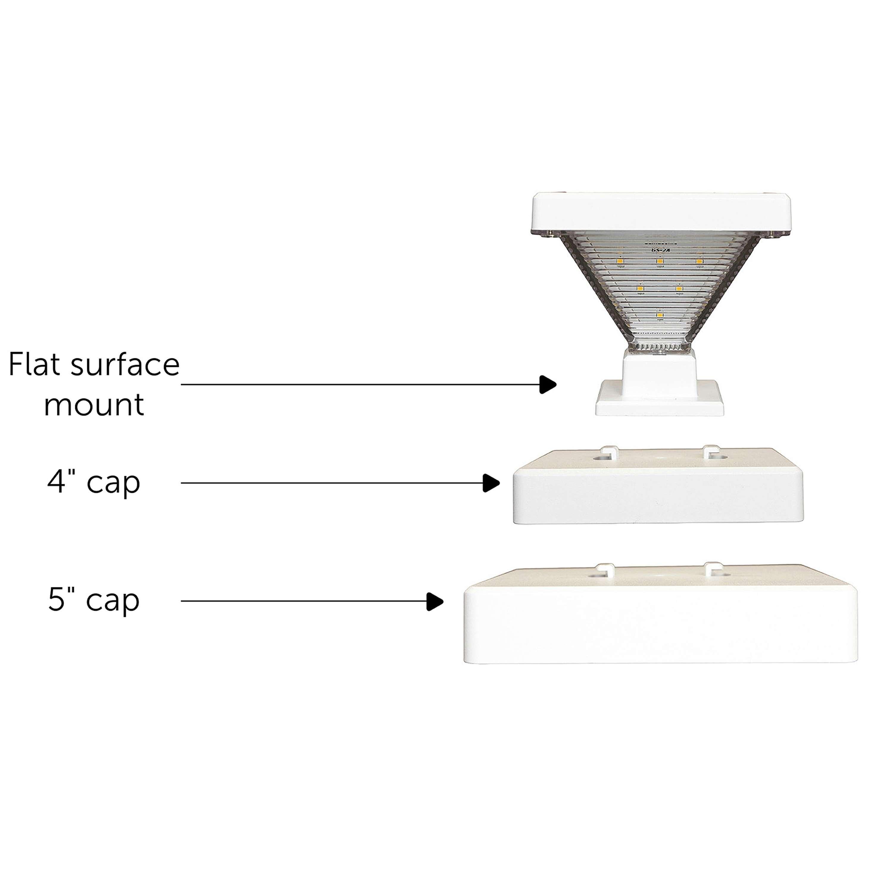 Gama Sonic Luxor Black 4x4 and 5x5 Solar LED Deck Post Cap Light with Warm White and Hi/Lo Mode for Backyard and Wood Fence(2-Pack) (Set of 2)