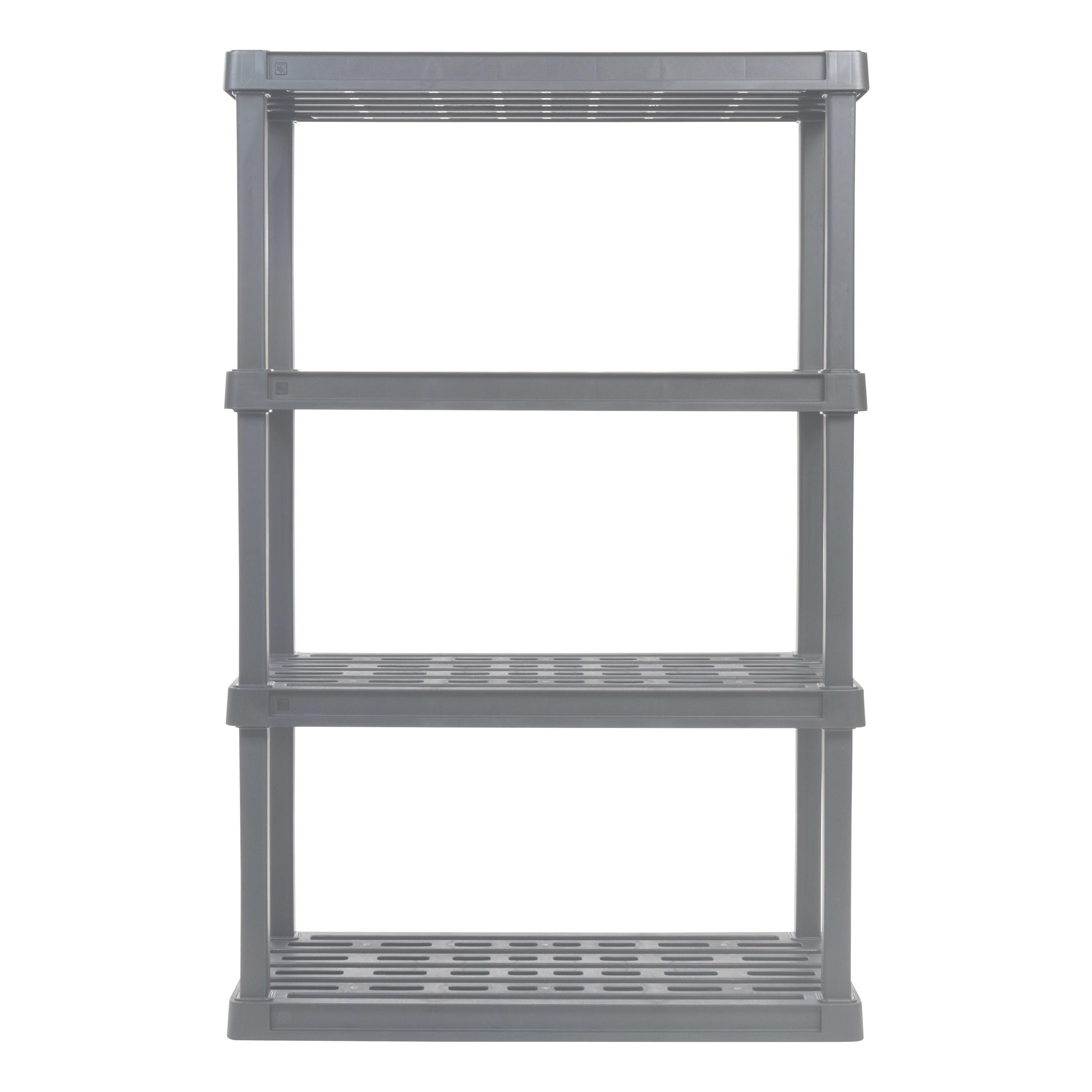 4-Tier Large Plastic Garage Storage Shelving Unit, Gray (18 W x 56 H x 36 D)