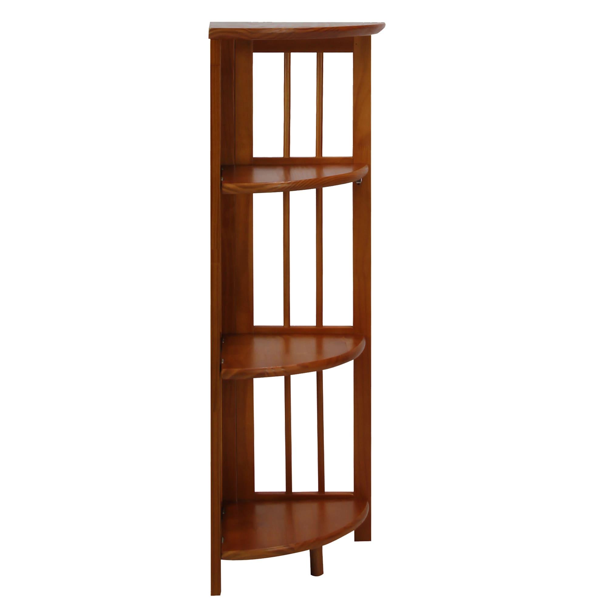 Casual Home 315-15 Wooden 4 Shelf Corner Folding Bookcase, Honey Oak
