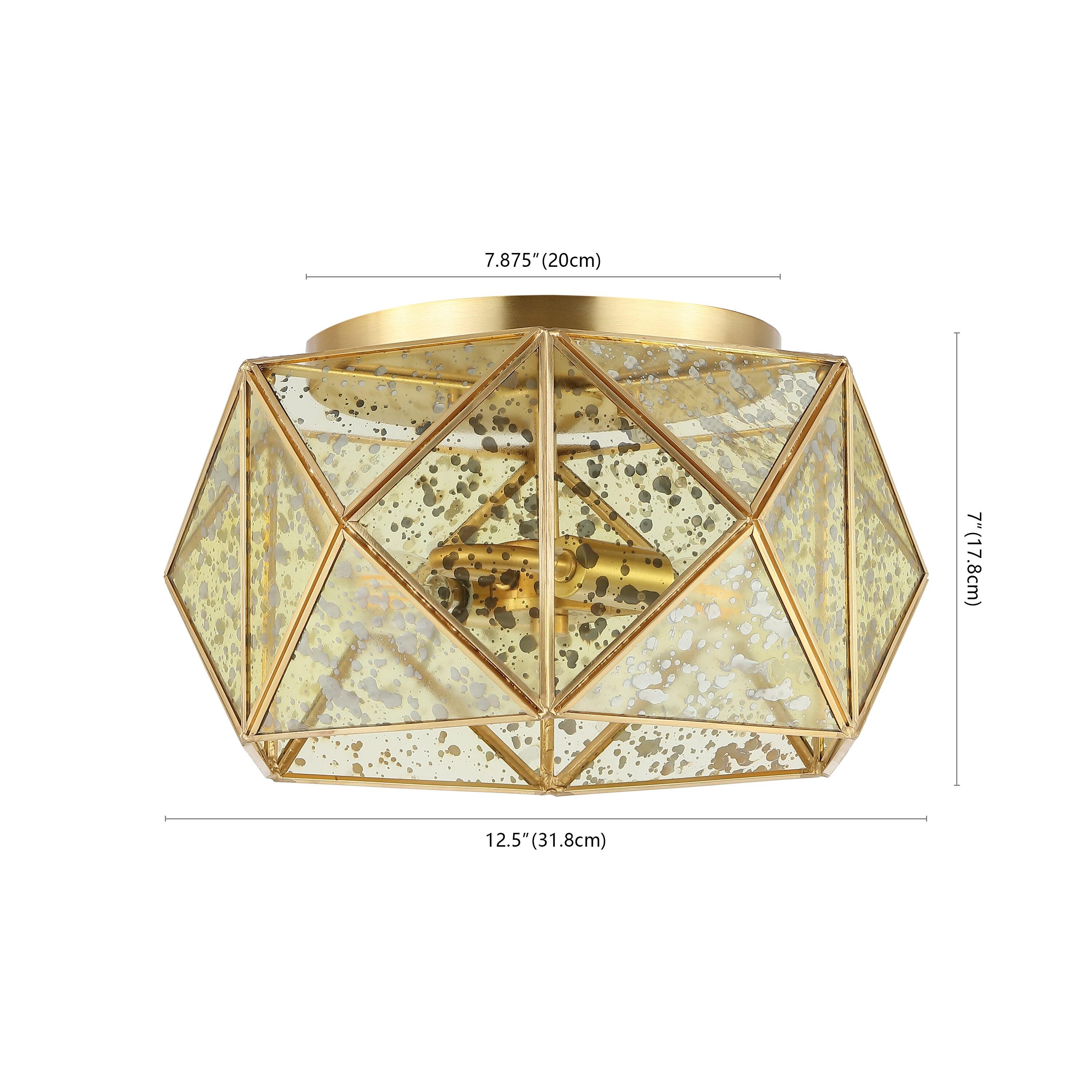 JONATHAN Y JYL9927A Violet 12.5" 2-Light Industrial Vintage Iron/Glass LED Flush Mount Farmhouse Modern 2700K Cozy Warm Light Kitchen Hallway Bathroom Stairwell Entryway Foyer, Brass Gold