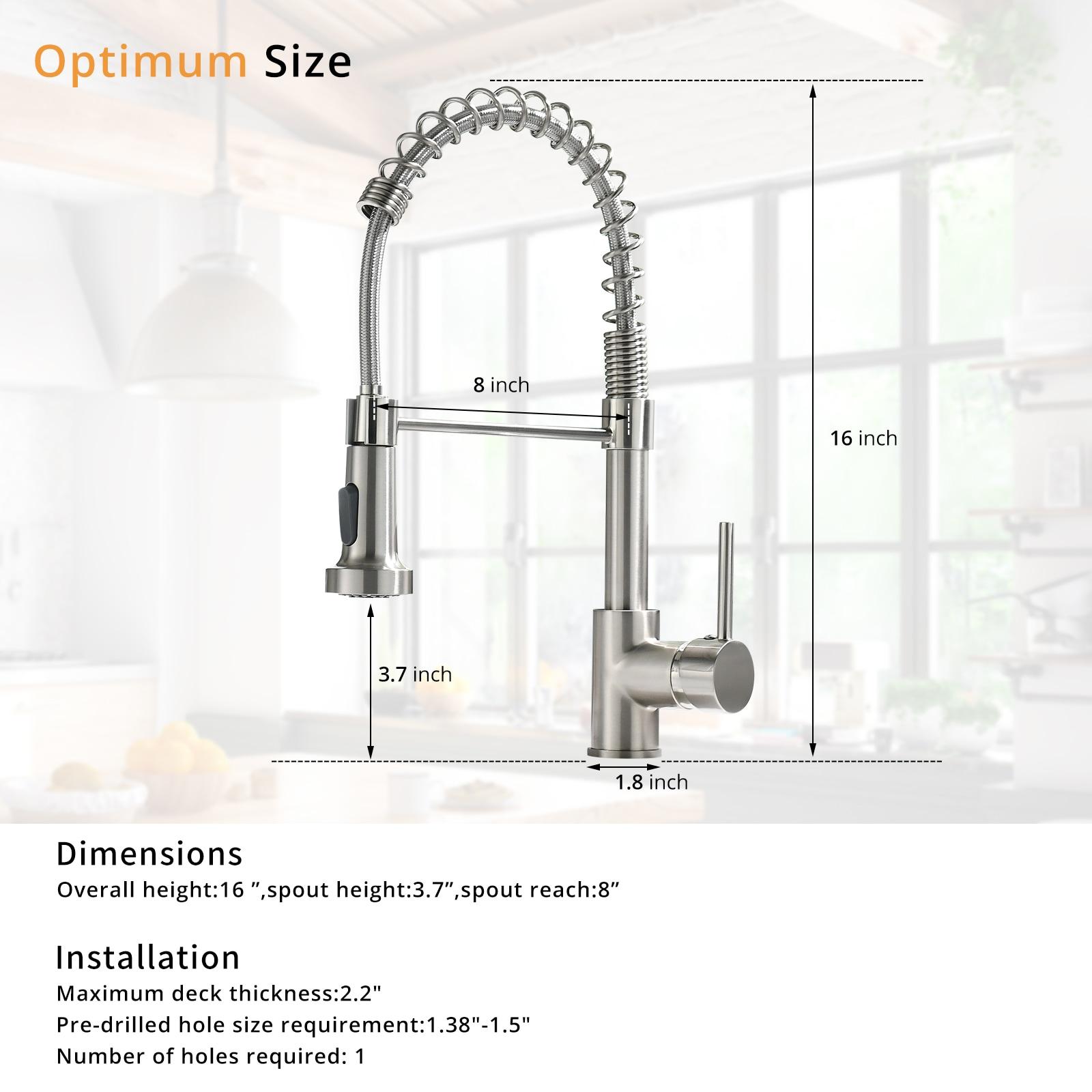 Fapully Brushed Nickel Single Handle Deck-mount Pull-down Kitchen Faucet with Sprayer