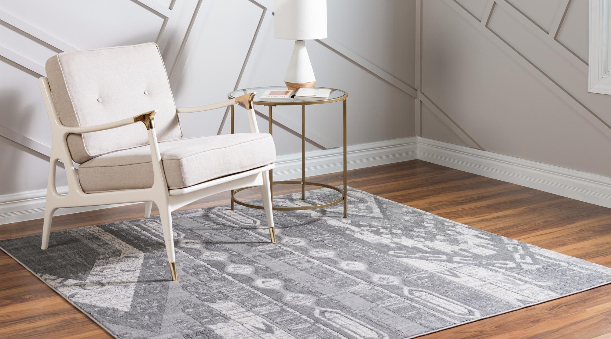Unique Loom Portland Collection Area Rug - Orford (7' 10" Square Gray/Beige)