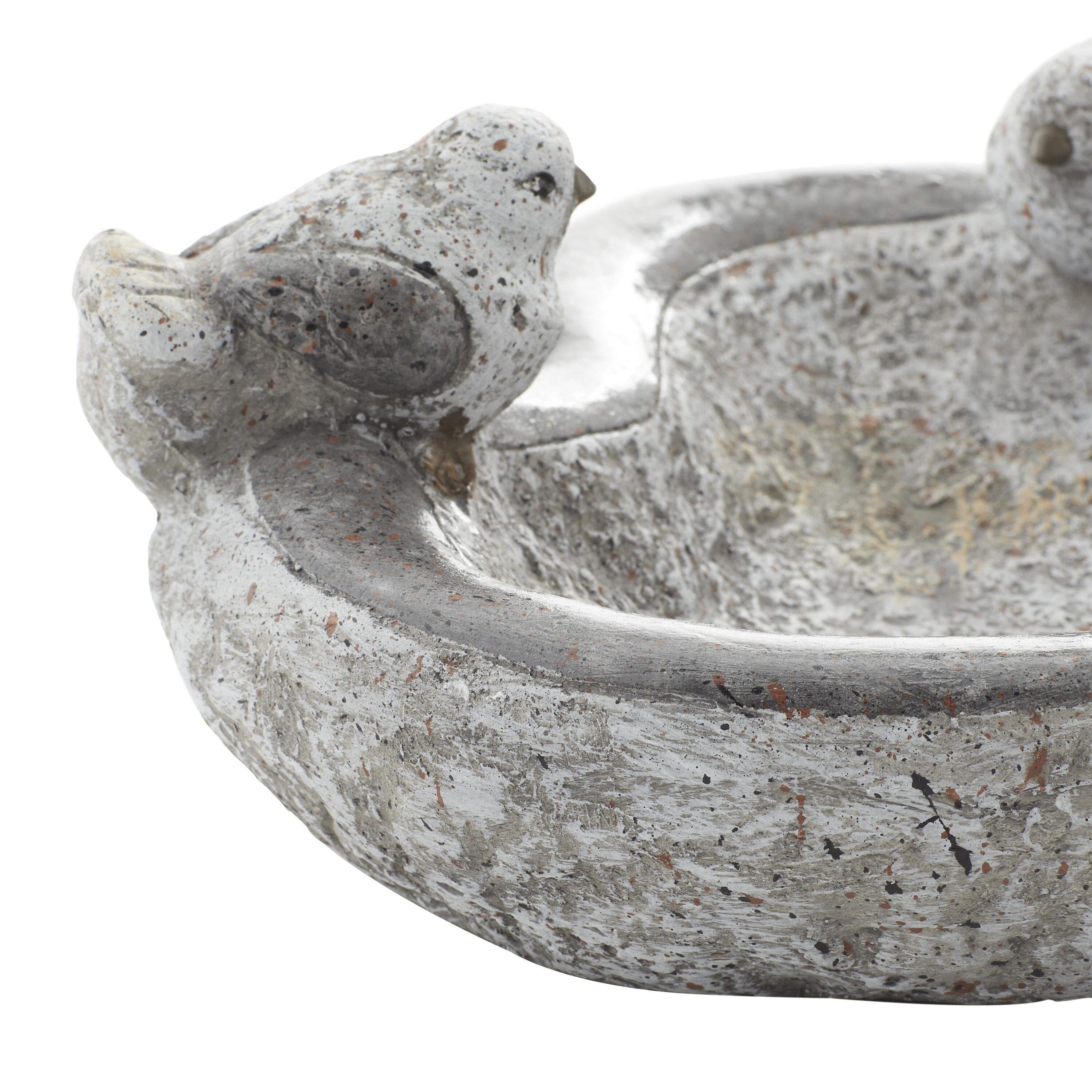 DecMode 6" Indoor Outdoor Bird Garden Sculpture with Bath Bowl