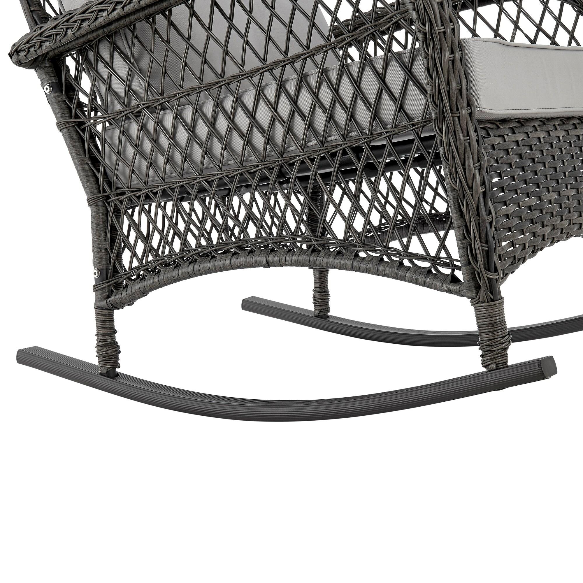 Furttuo Steel Rattan Outdoor Rocking Chair with Cushions