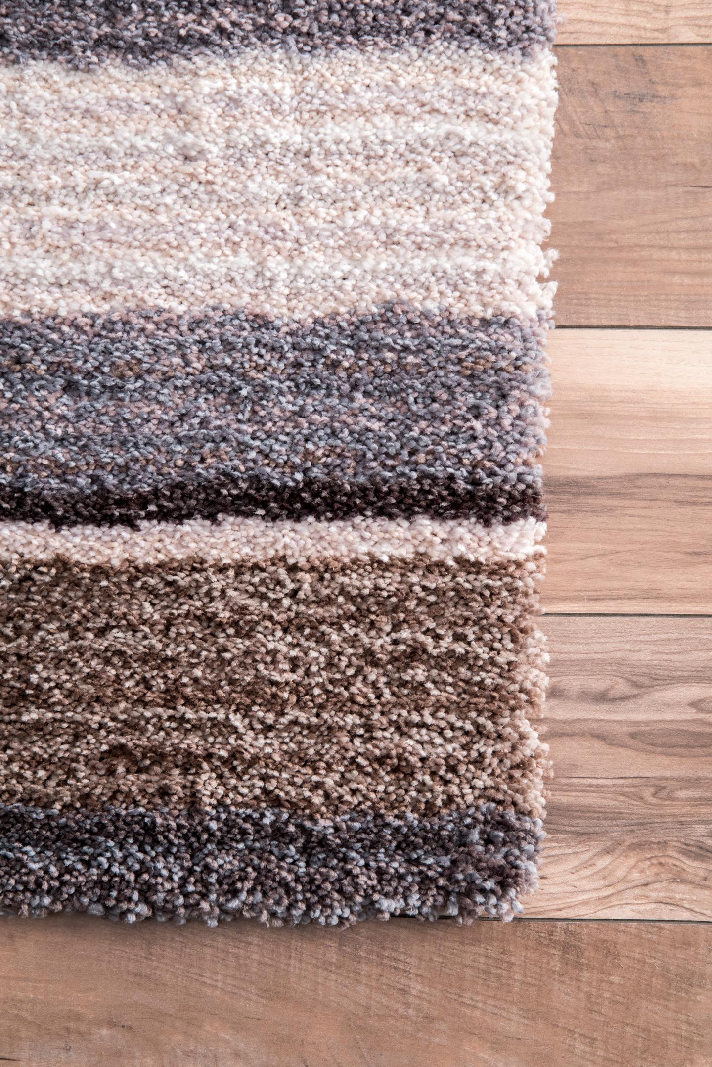 Nuloom Drey Striped 5x8 Shag Area Rug for Living Room Bedroom Dining Room Nursery, Beige Multicolor/Brown