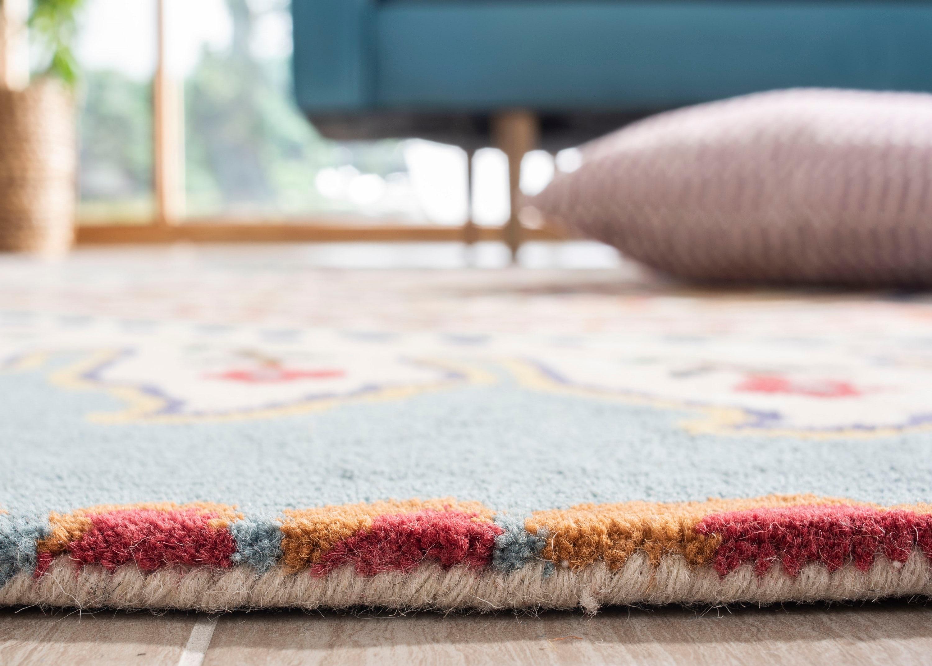 Bella BEL118 Hand Tufted Area Rug - Ivory/Teal - 5'x8' - Safavieh.